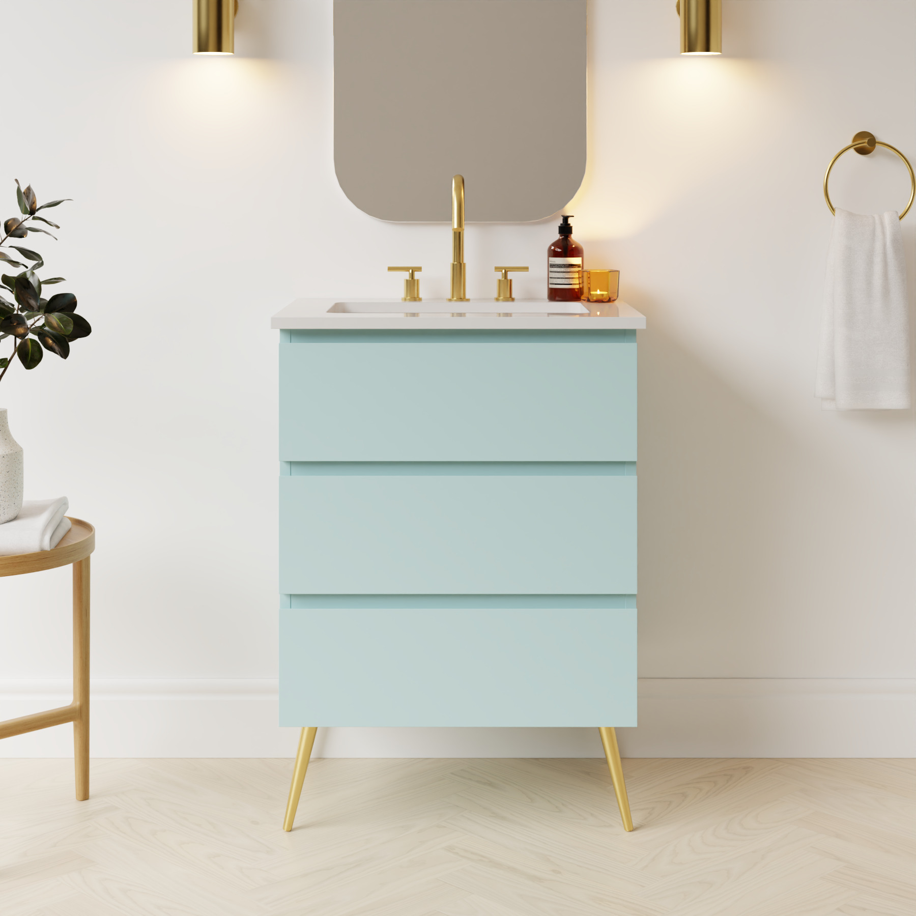 duck egg blue satin paint vanity