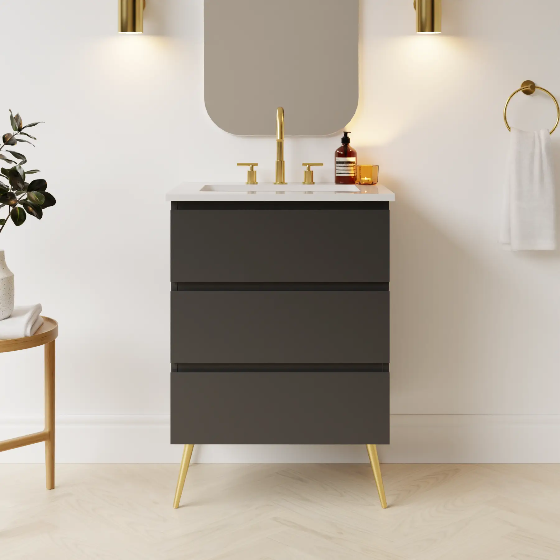 dark grey satin paint vanity