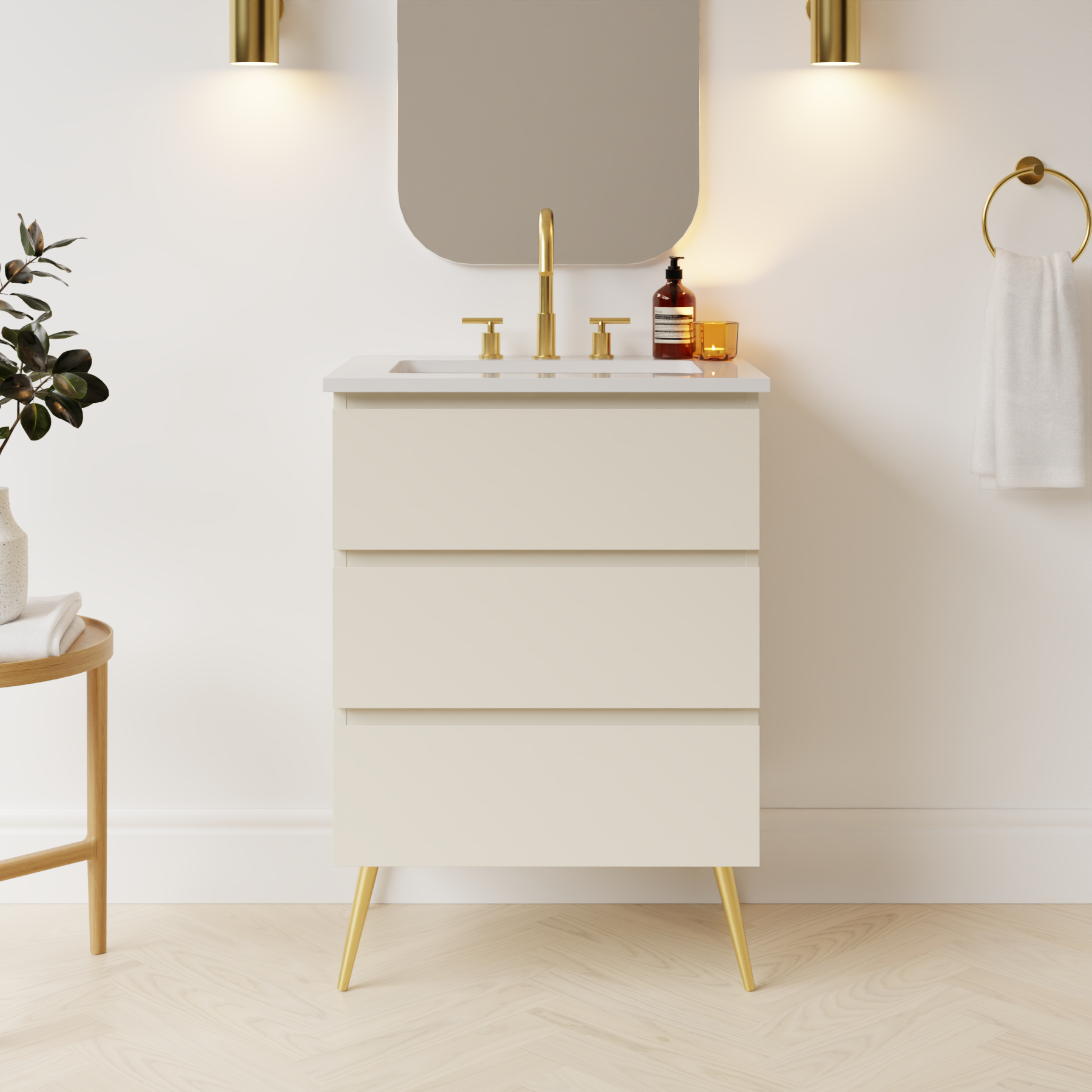 grey beige satin paint vanity