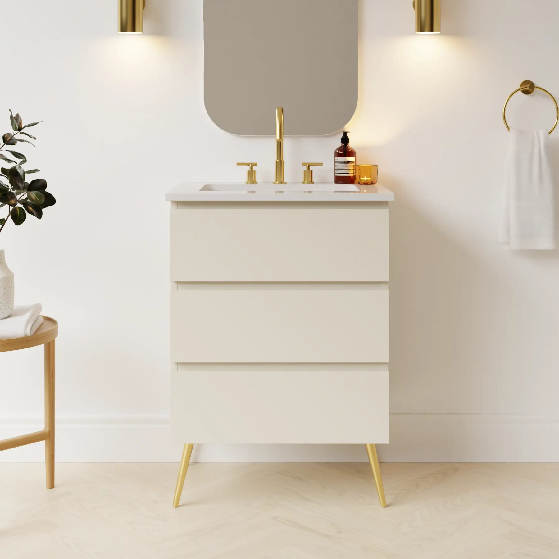 grey beige satin paint vanity