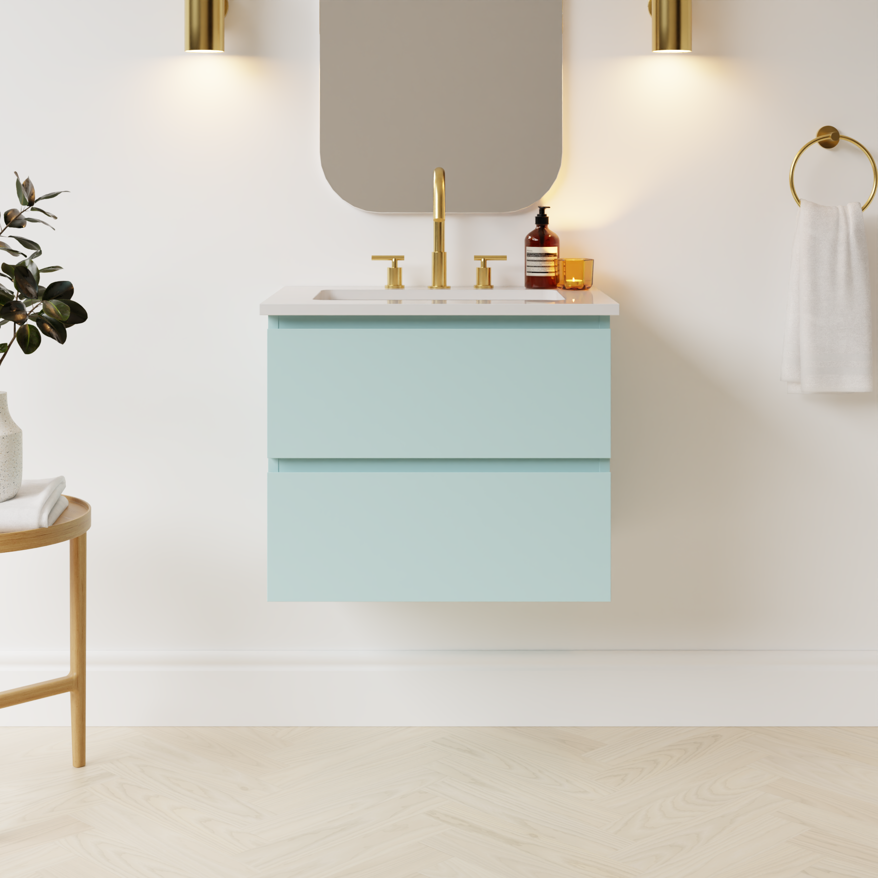 duck egg blue satin paint vanity