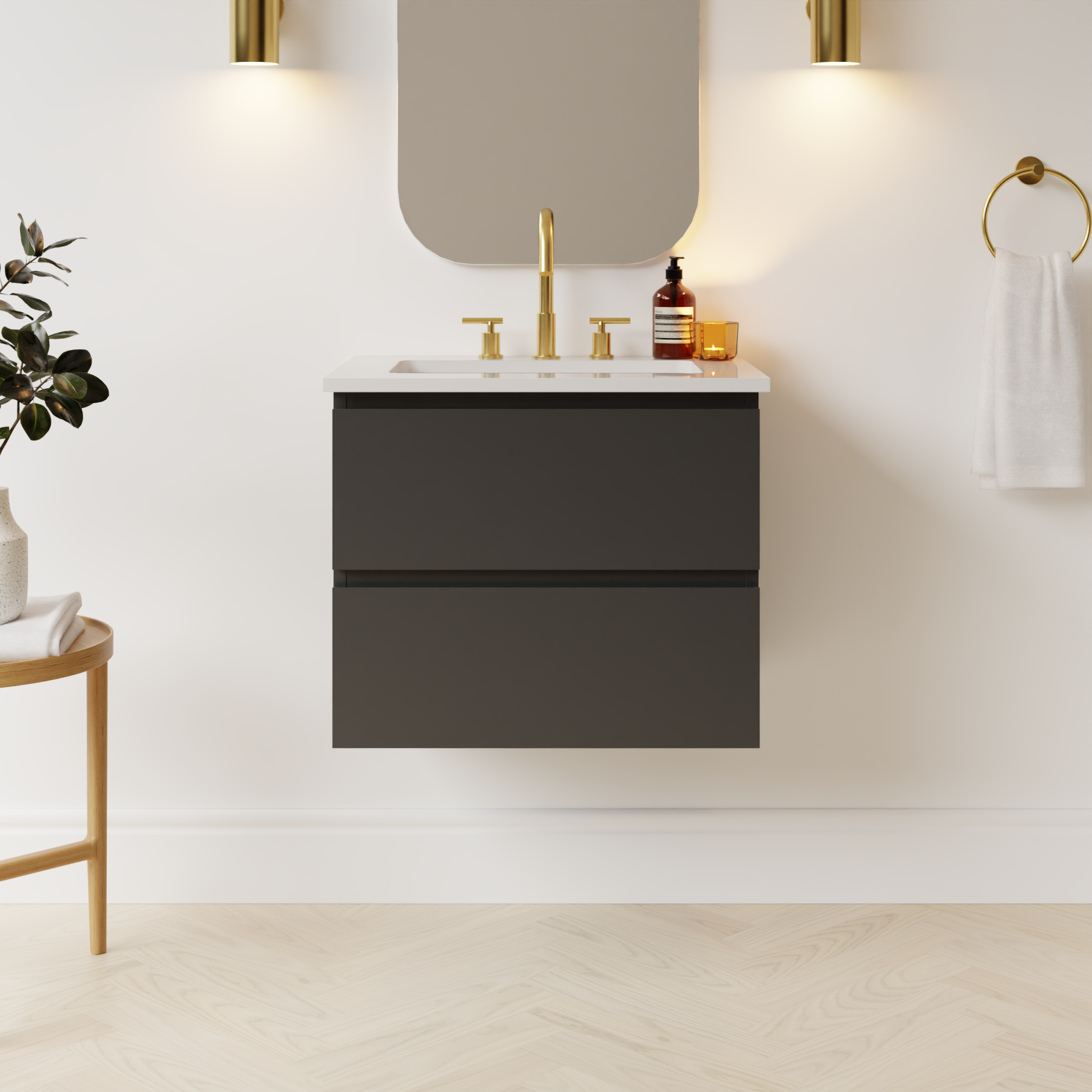 dark grey satin paint vanity