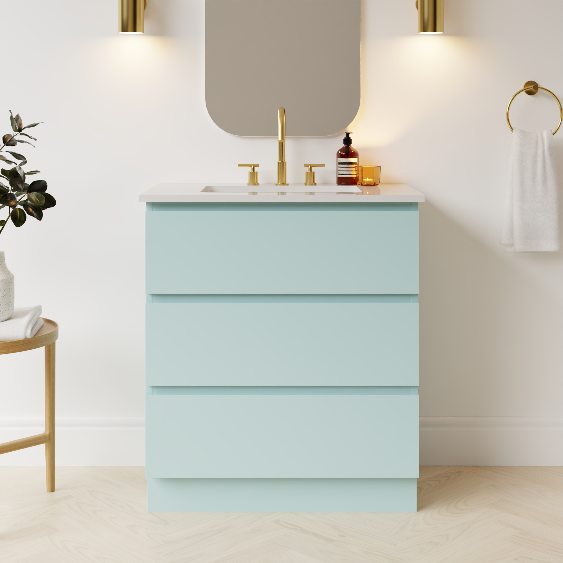 duck egg blue satin paint vanity