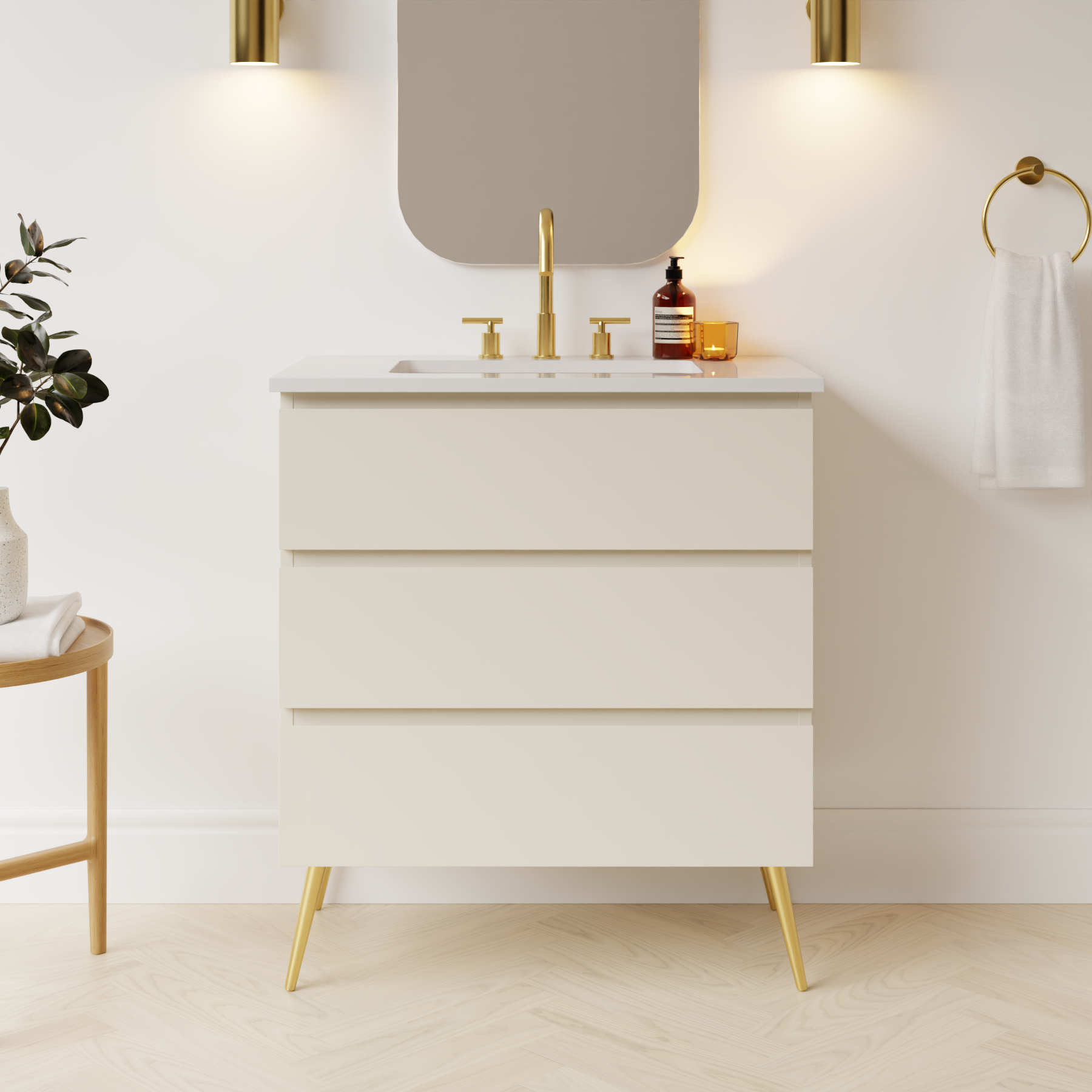 grey beige satin paint vanity
