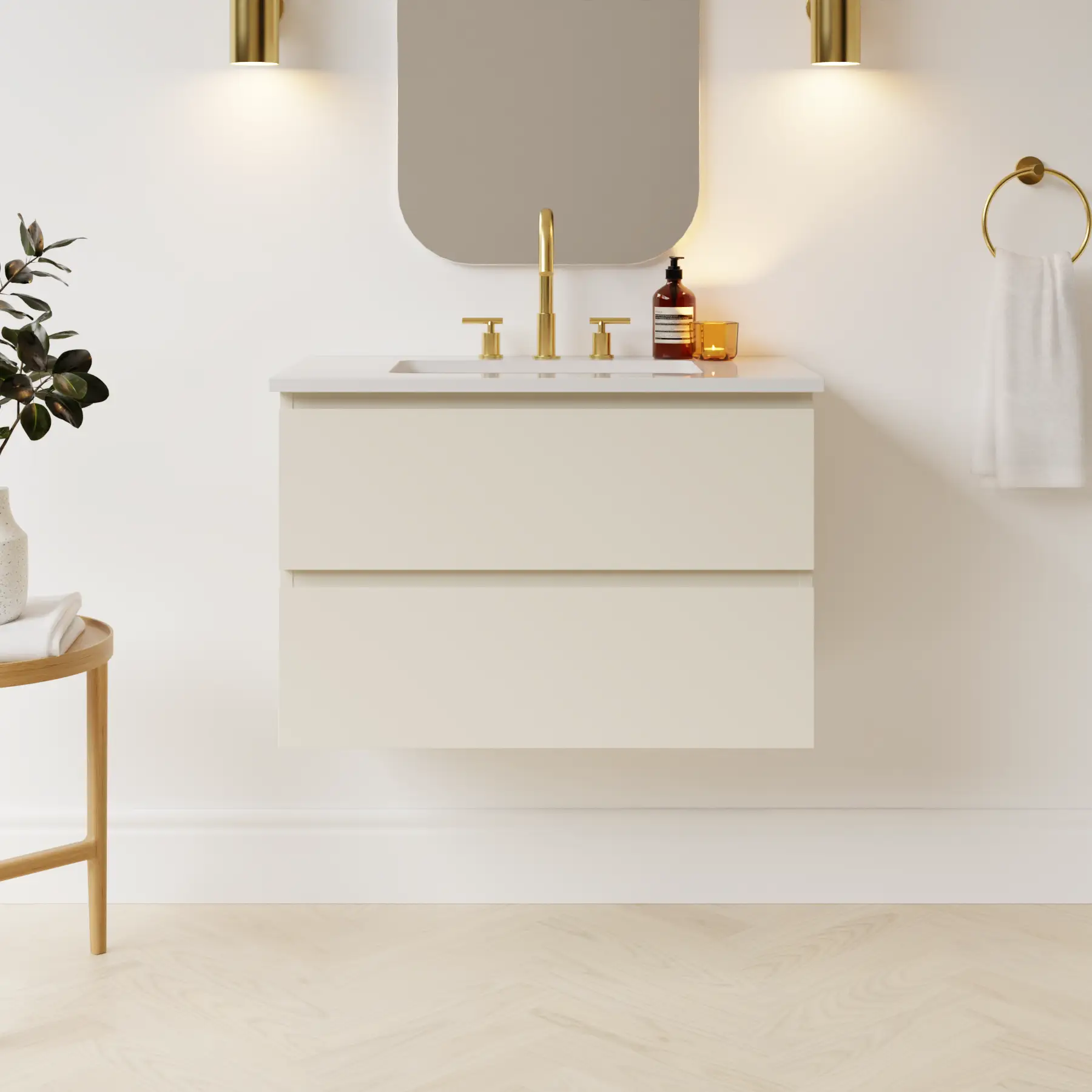 grey beige satin paint vanity