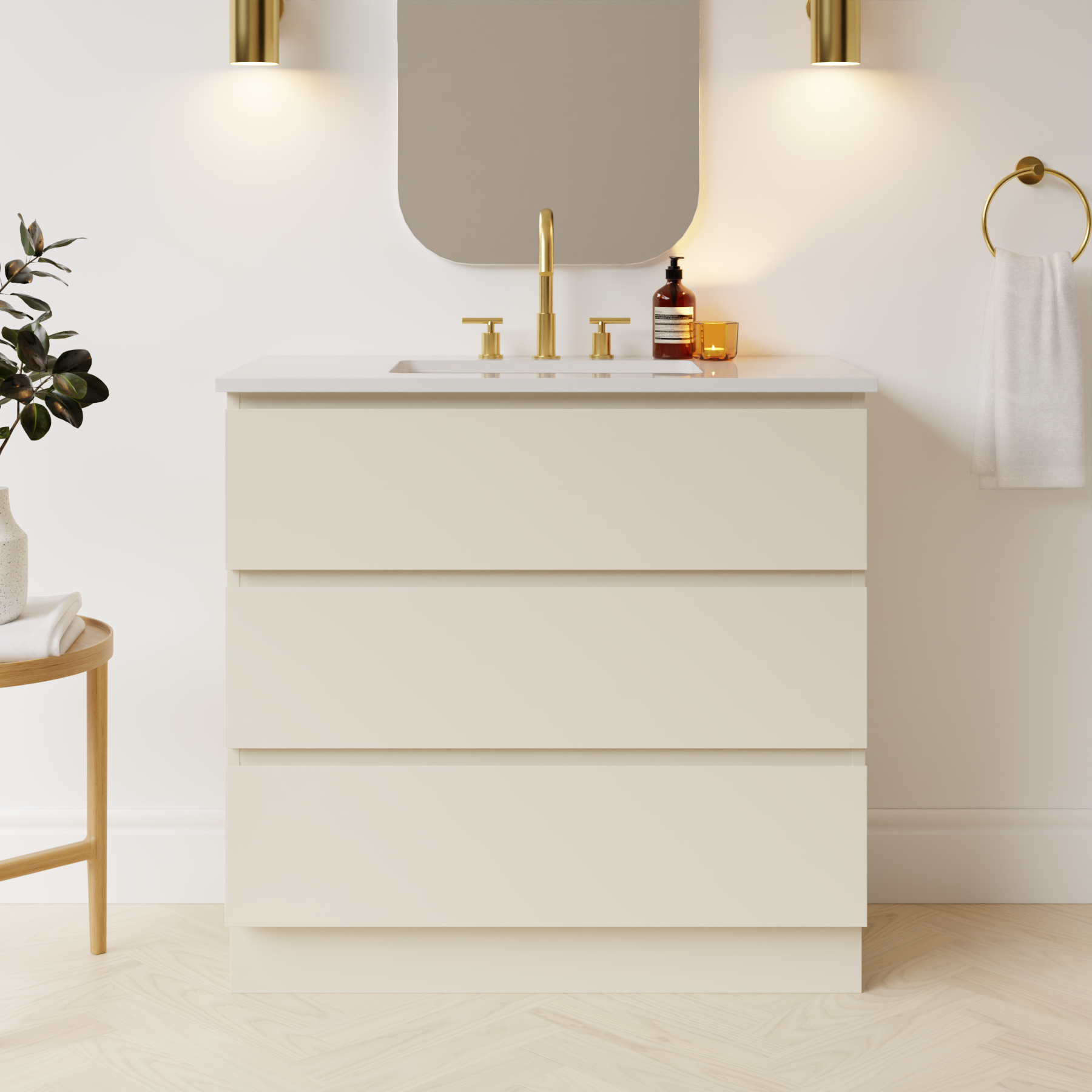 grey beige satin paint vanity