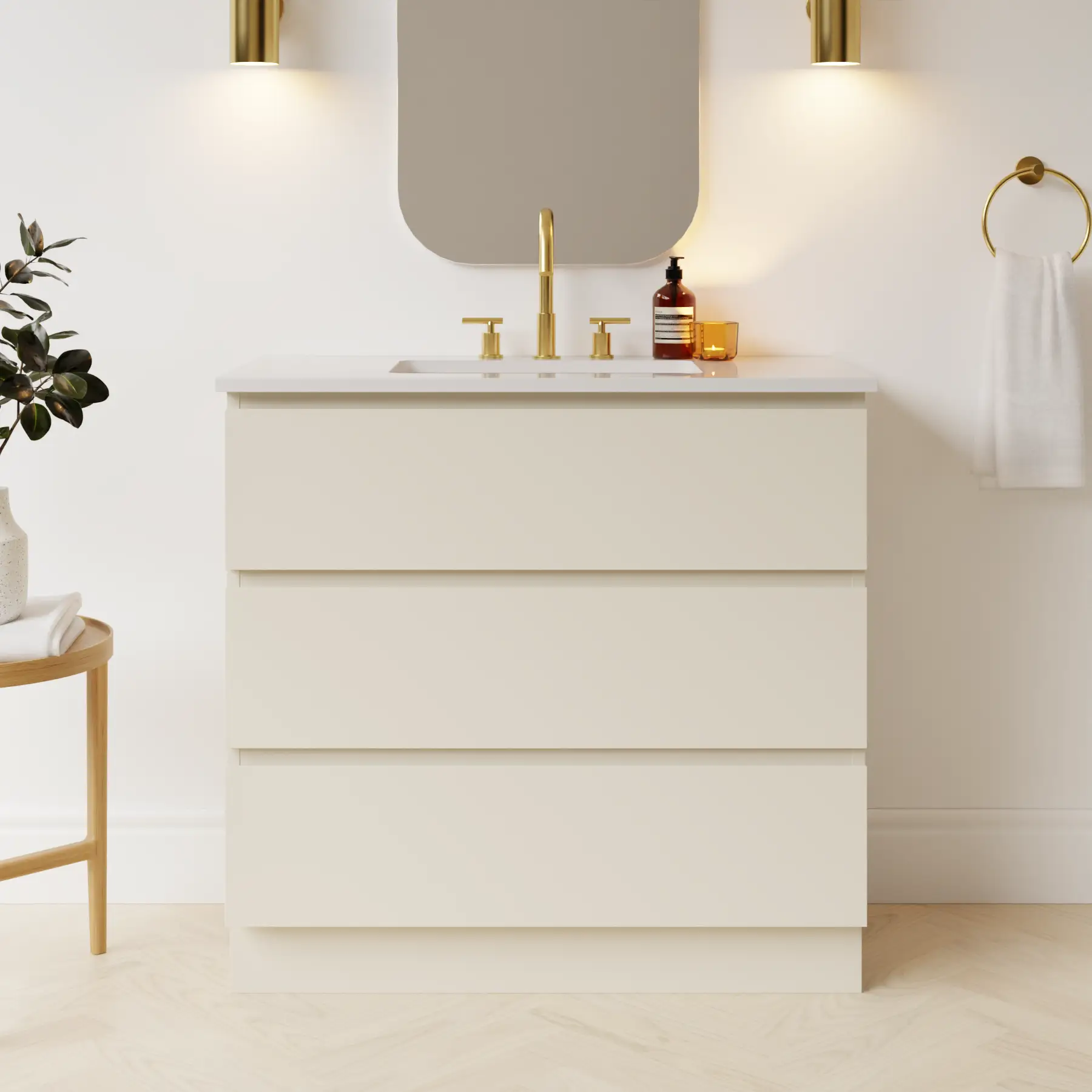 grey beige satin paint vanity