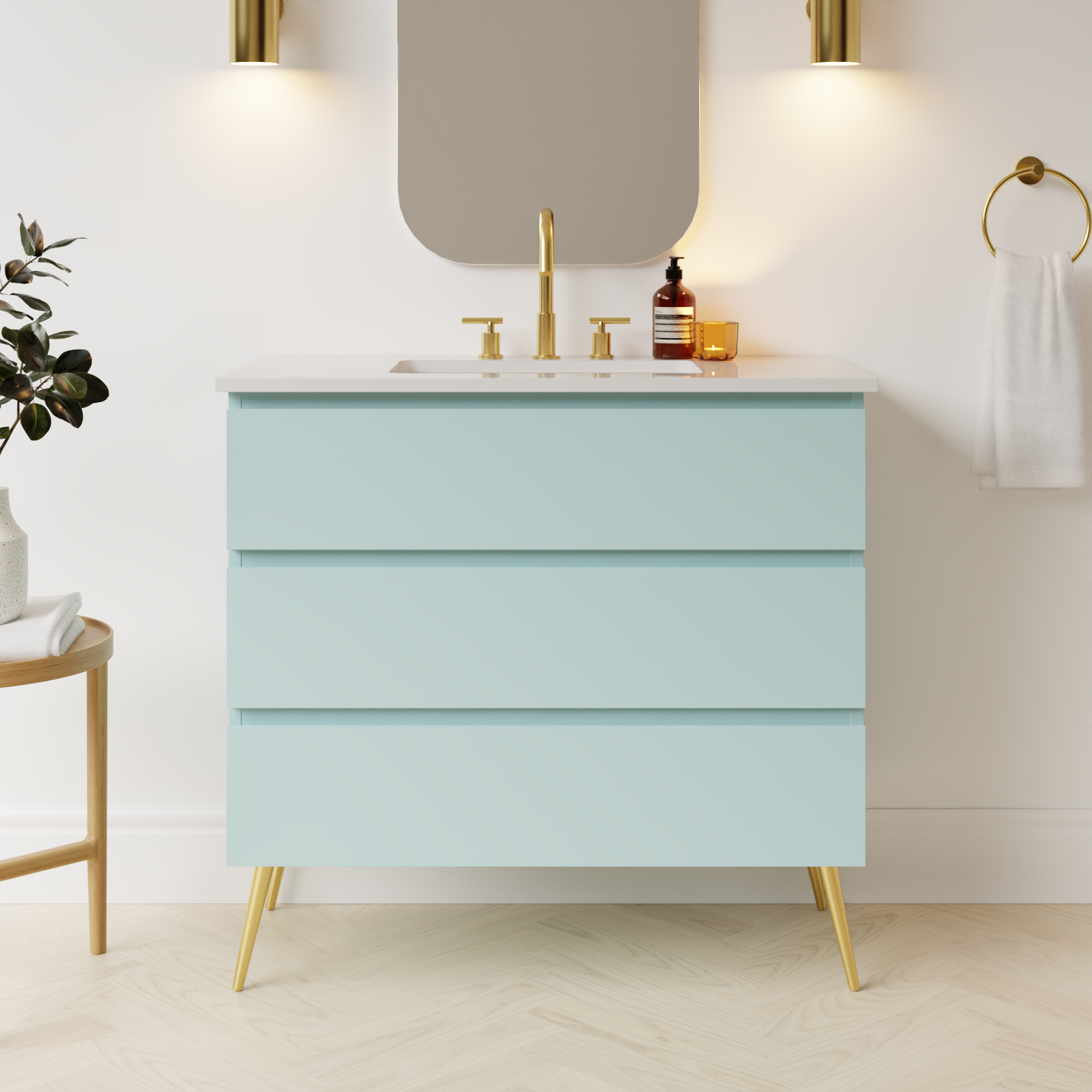duck egg blue satin paint vanity