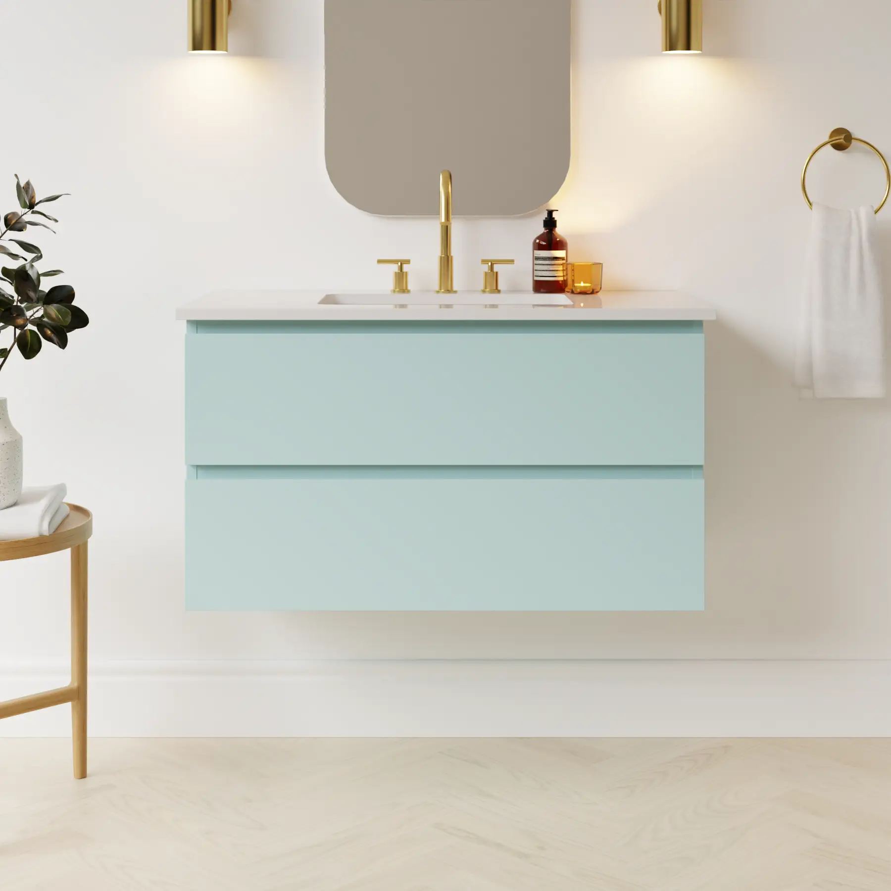 duck egg blue satin paint vanity