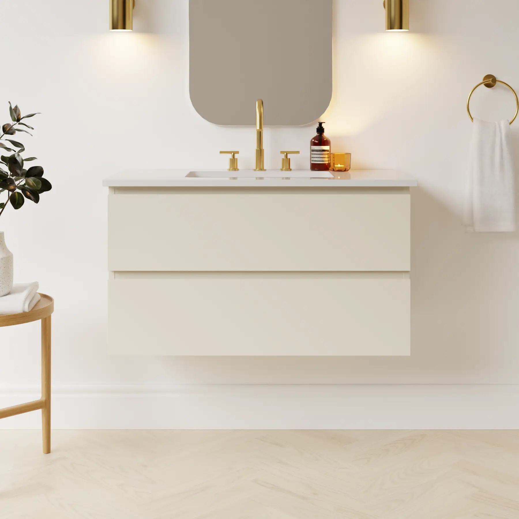 grey beige satin paint vanity
