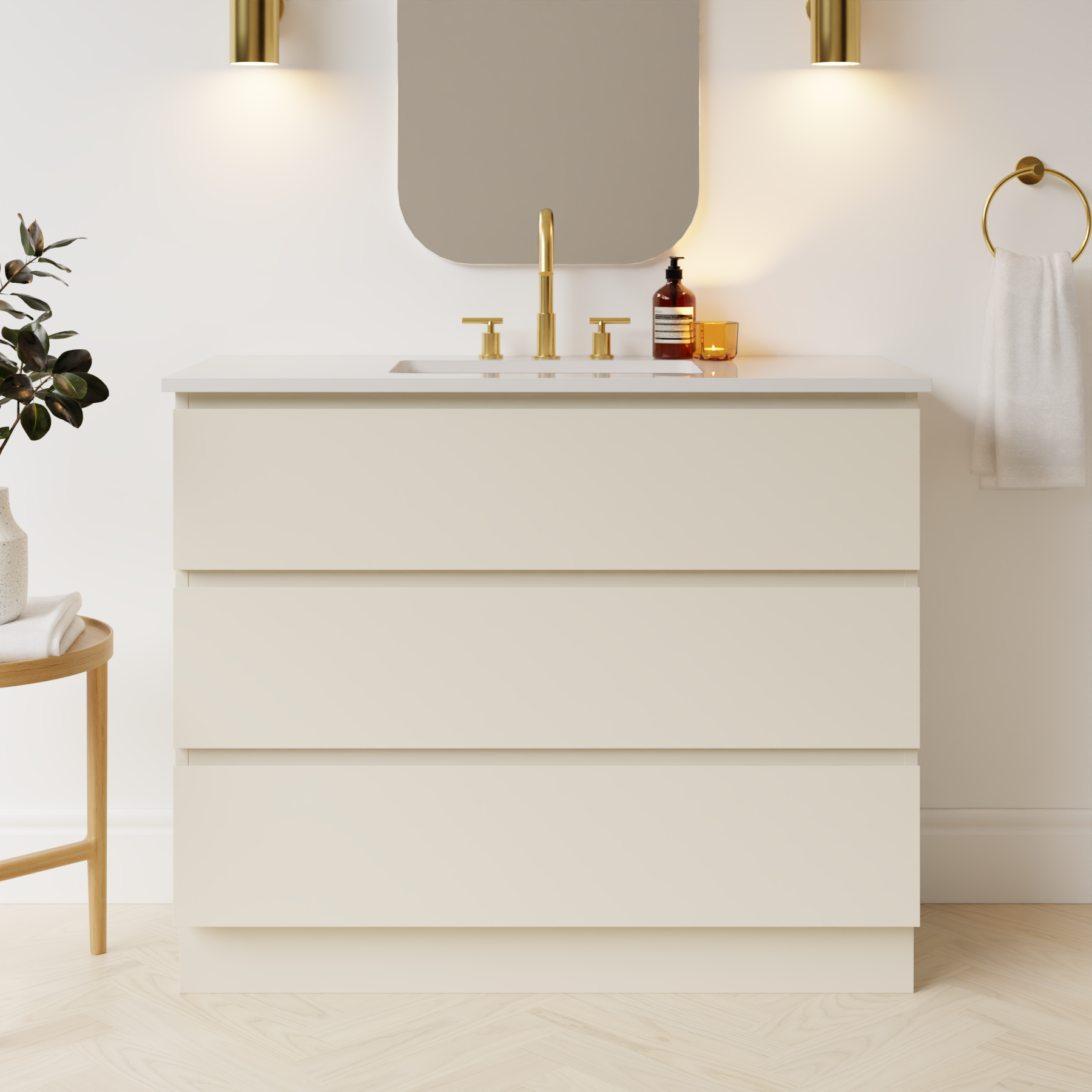 grey beige satin paint vanity