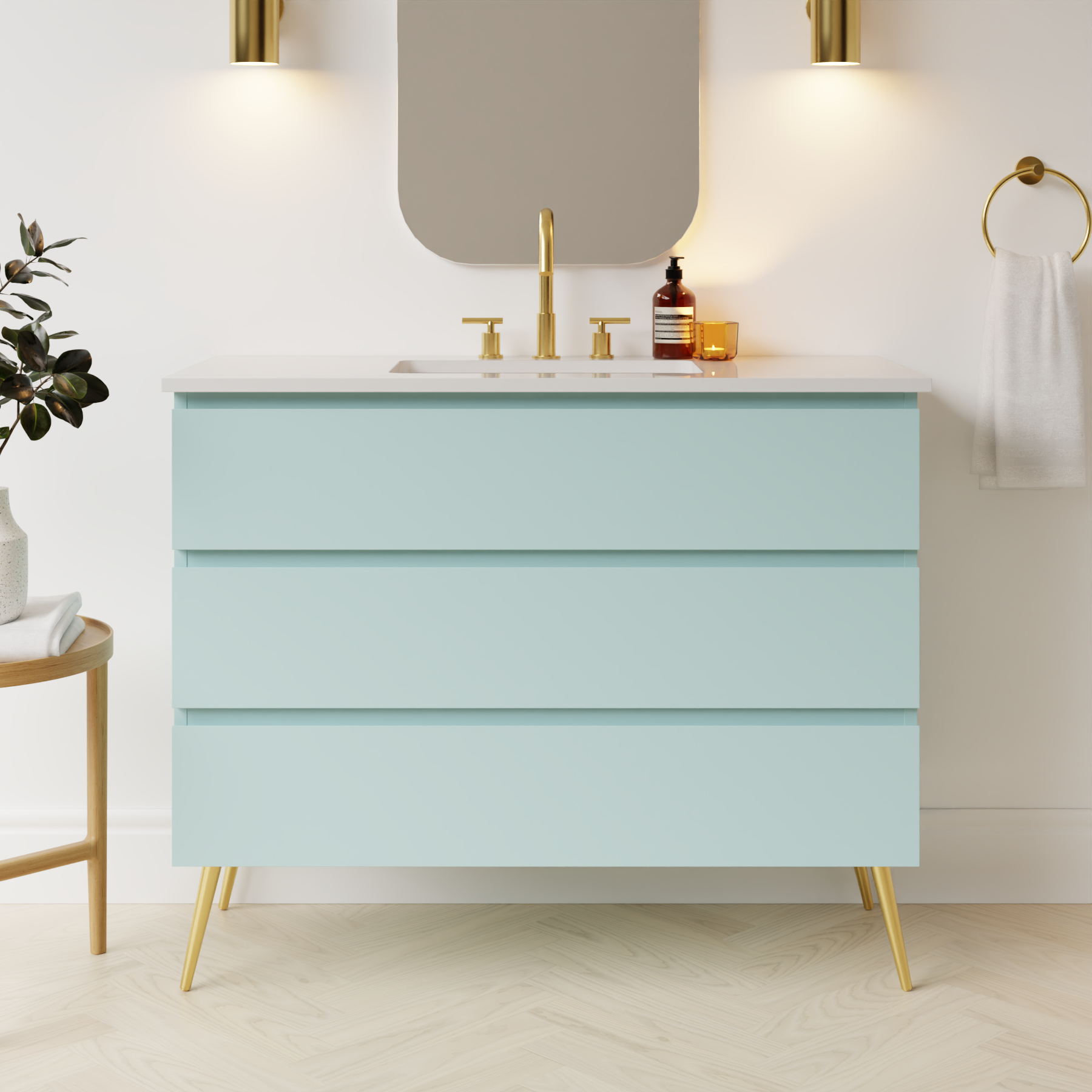 duck egg blue satin paint vanity