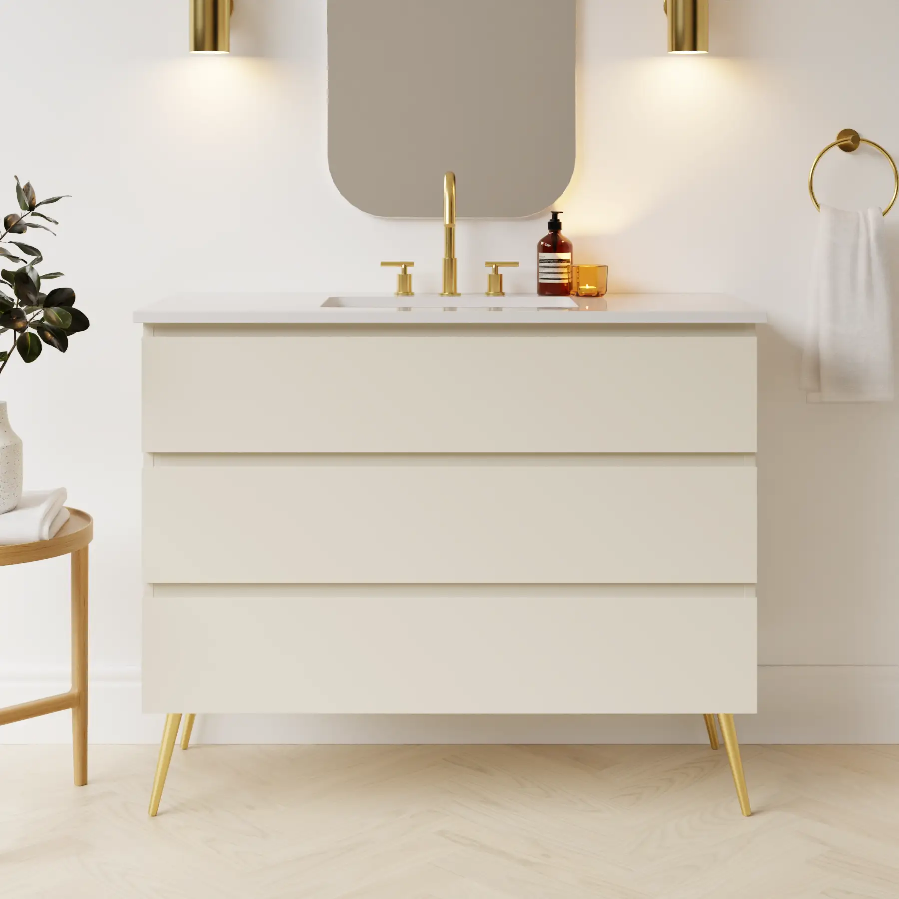grey beige satin paint vanity