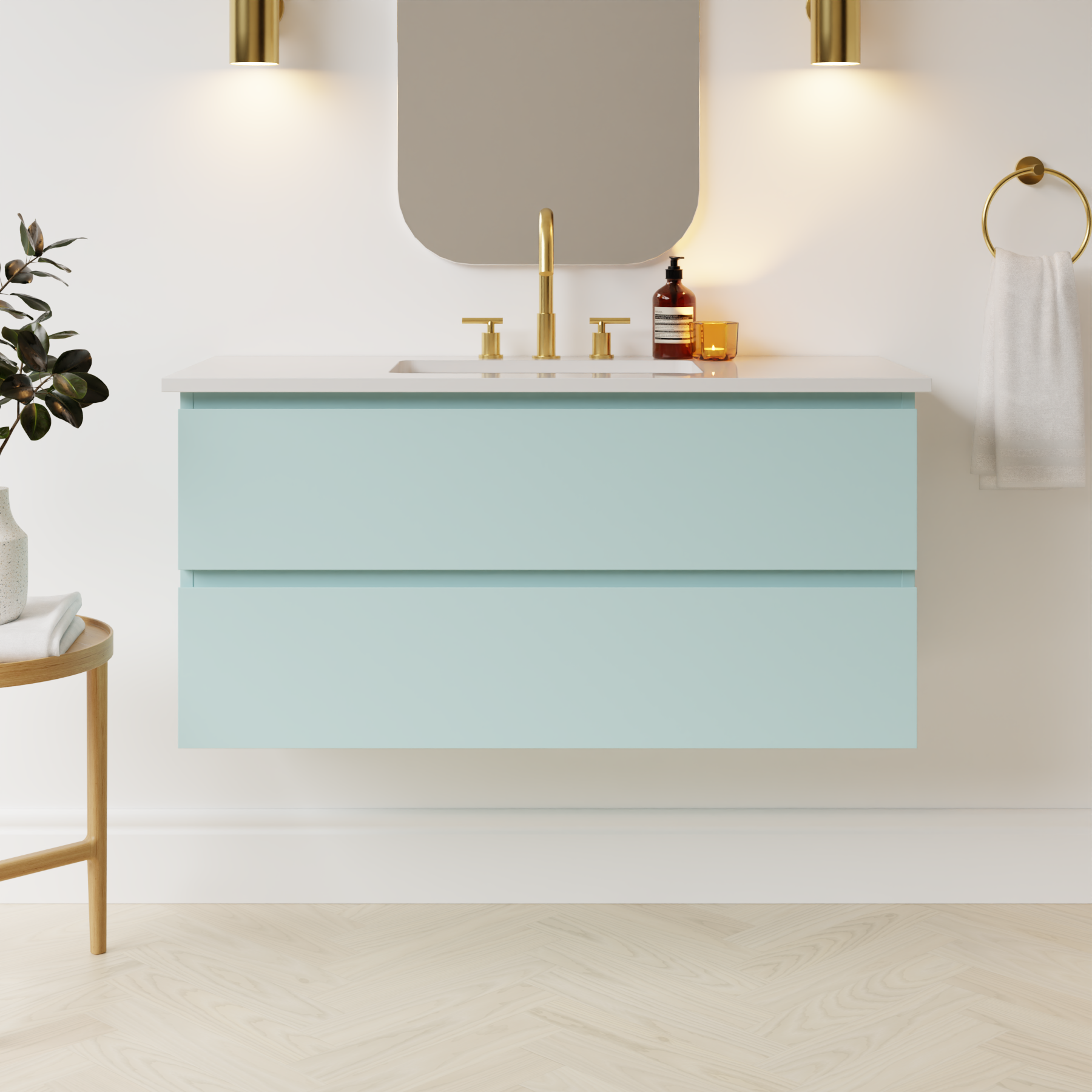 duck egg blue satin paint vanity
