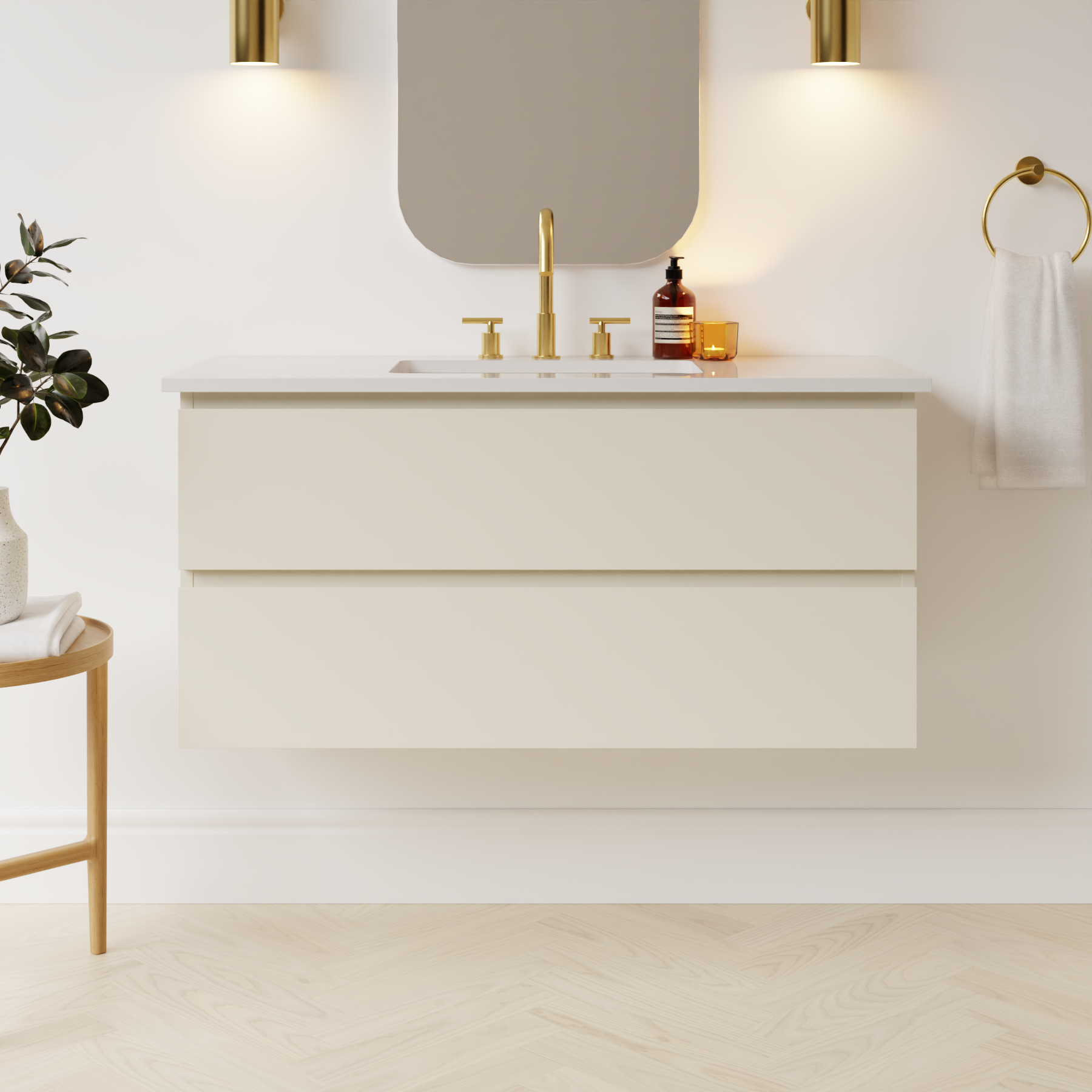 grey beige satin paint vanity