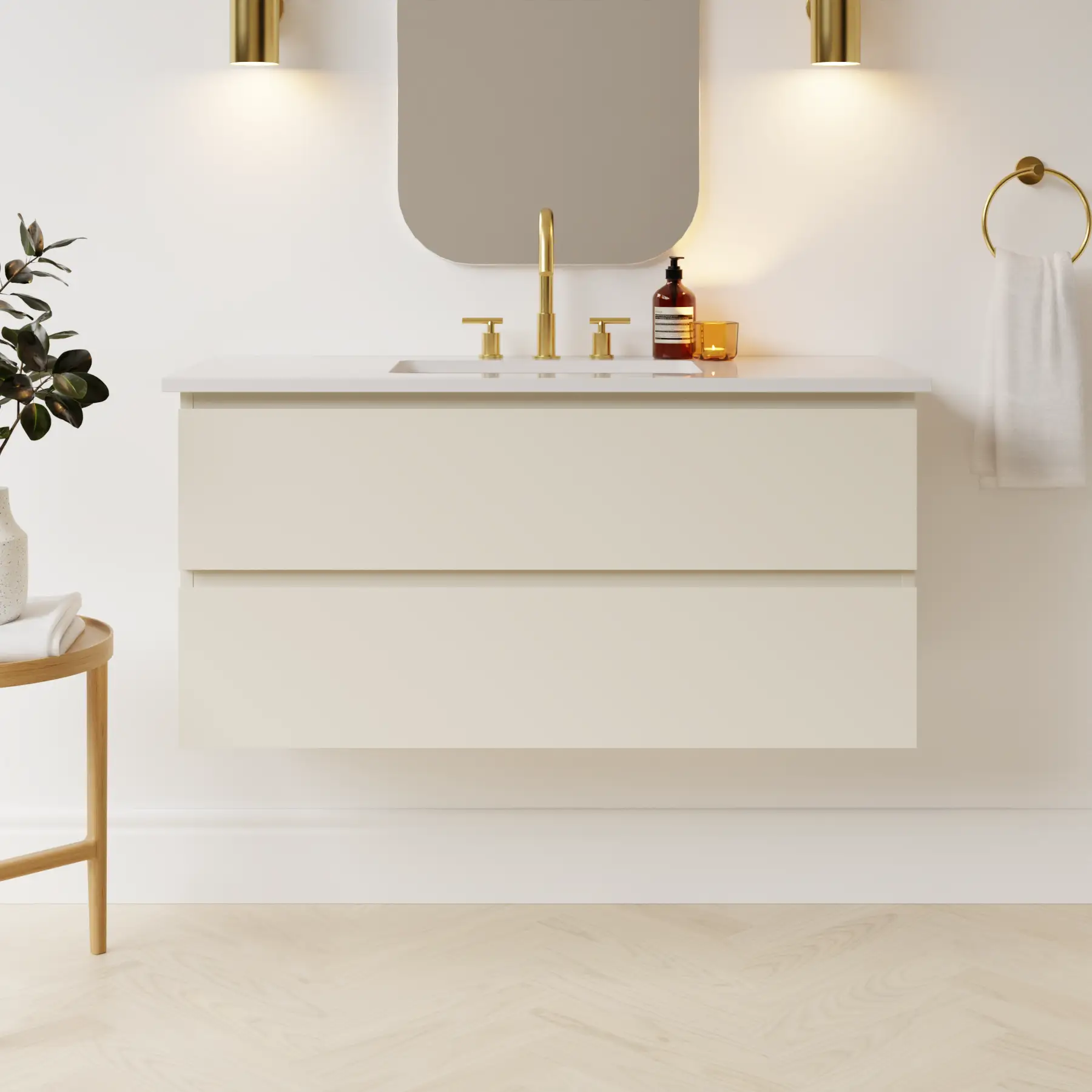 grey beige satin paint vanity