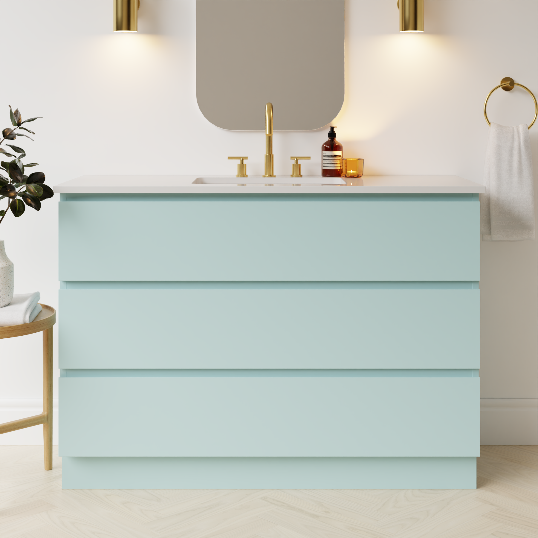 duck egg blue satin paint vanity