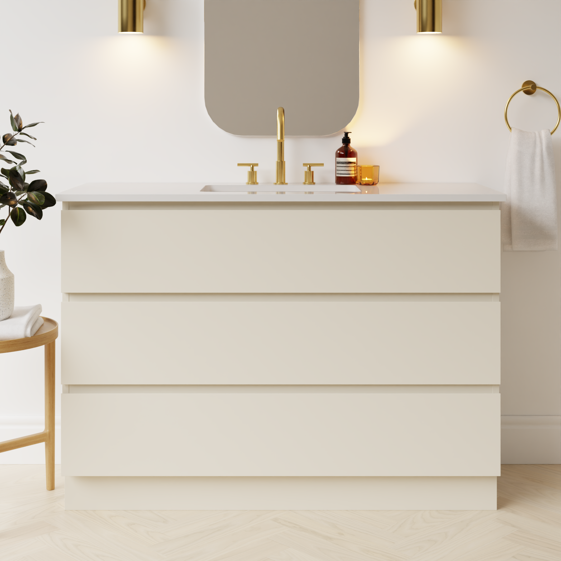 grey beige satin paint vanity