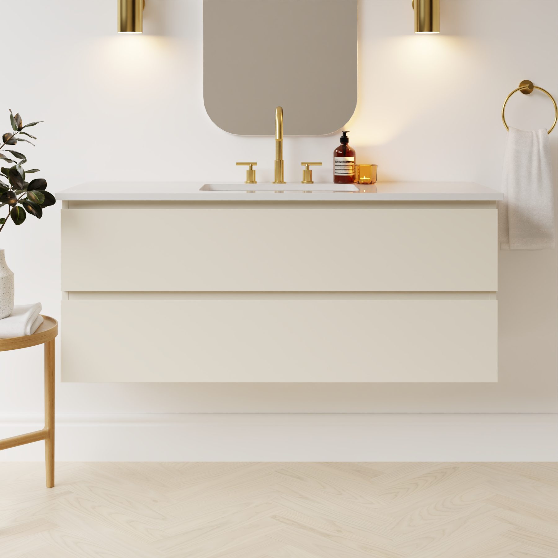 grey beige satin paint vanity