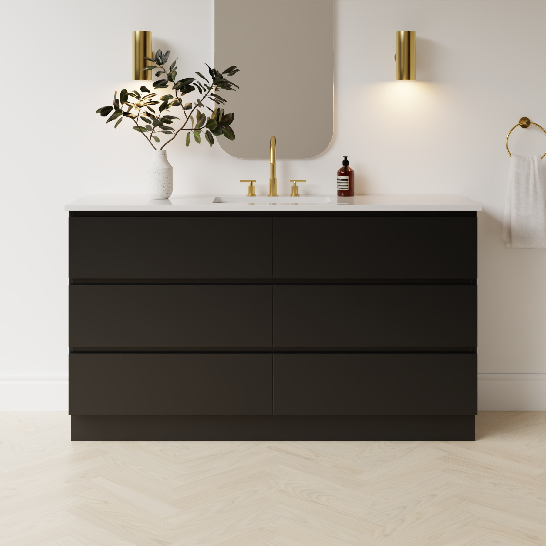 black satin paint vanity