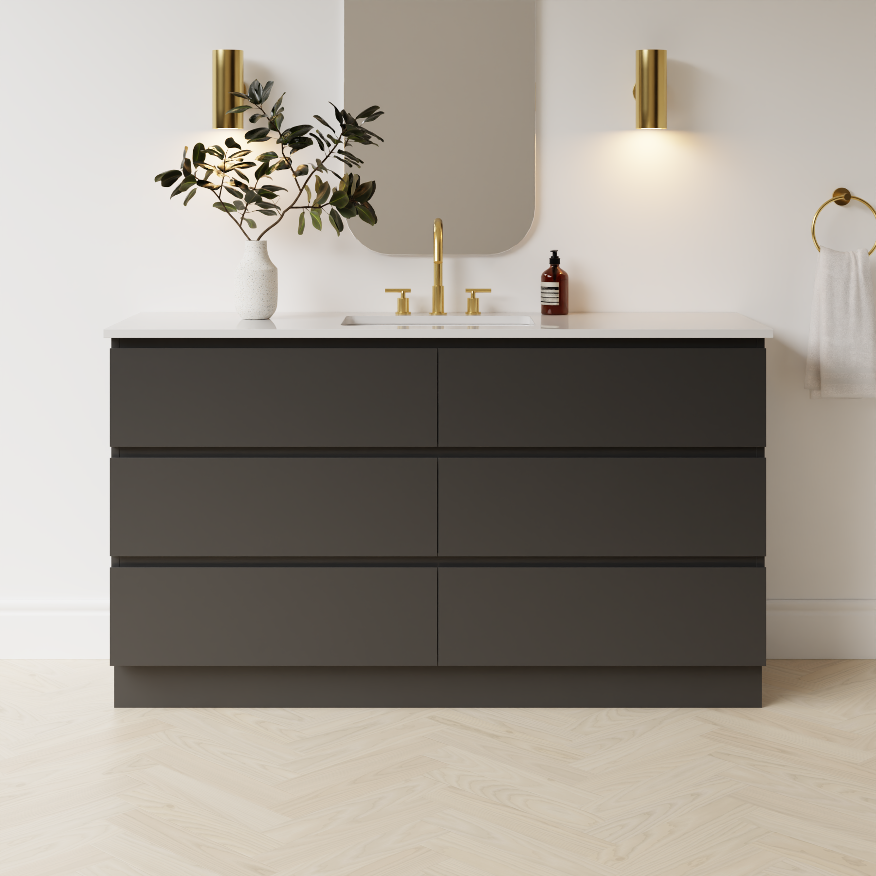 dark grey satin paint vanity