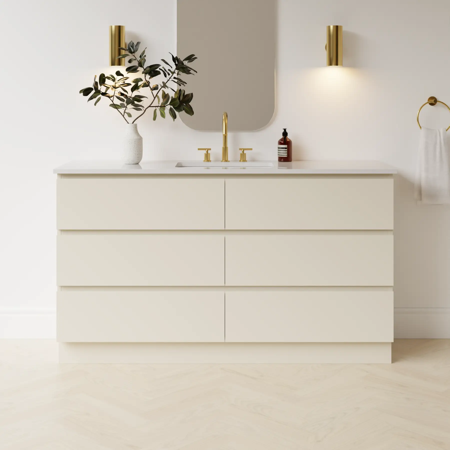 grey beige satin paint vanity