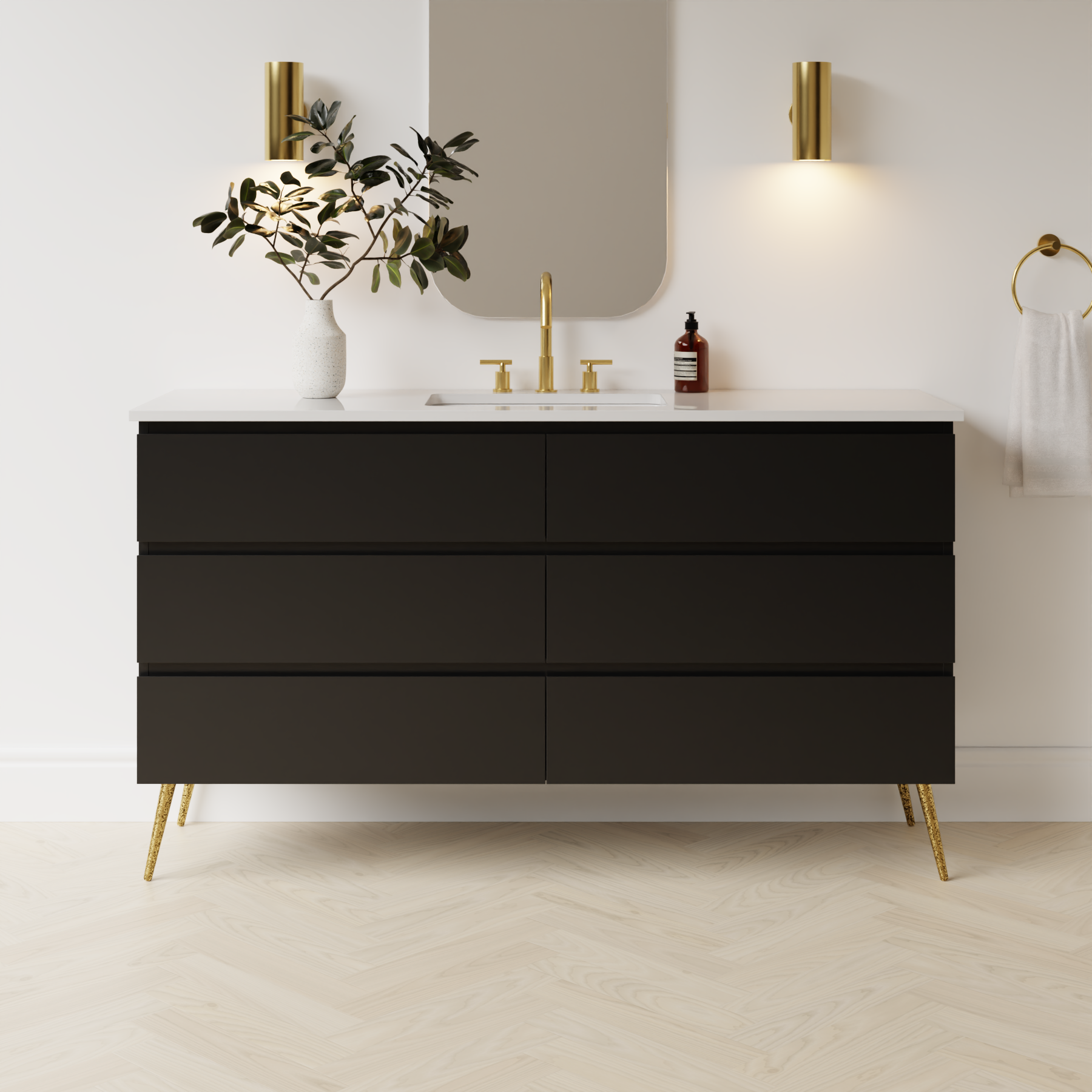 black satin paint vanity