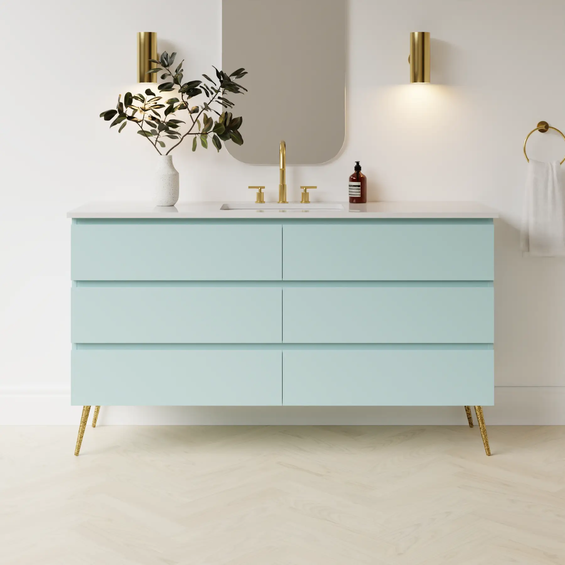duck egg blue satin paint vanity