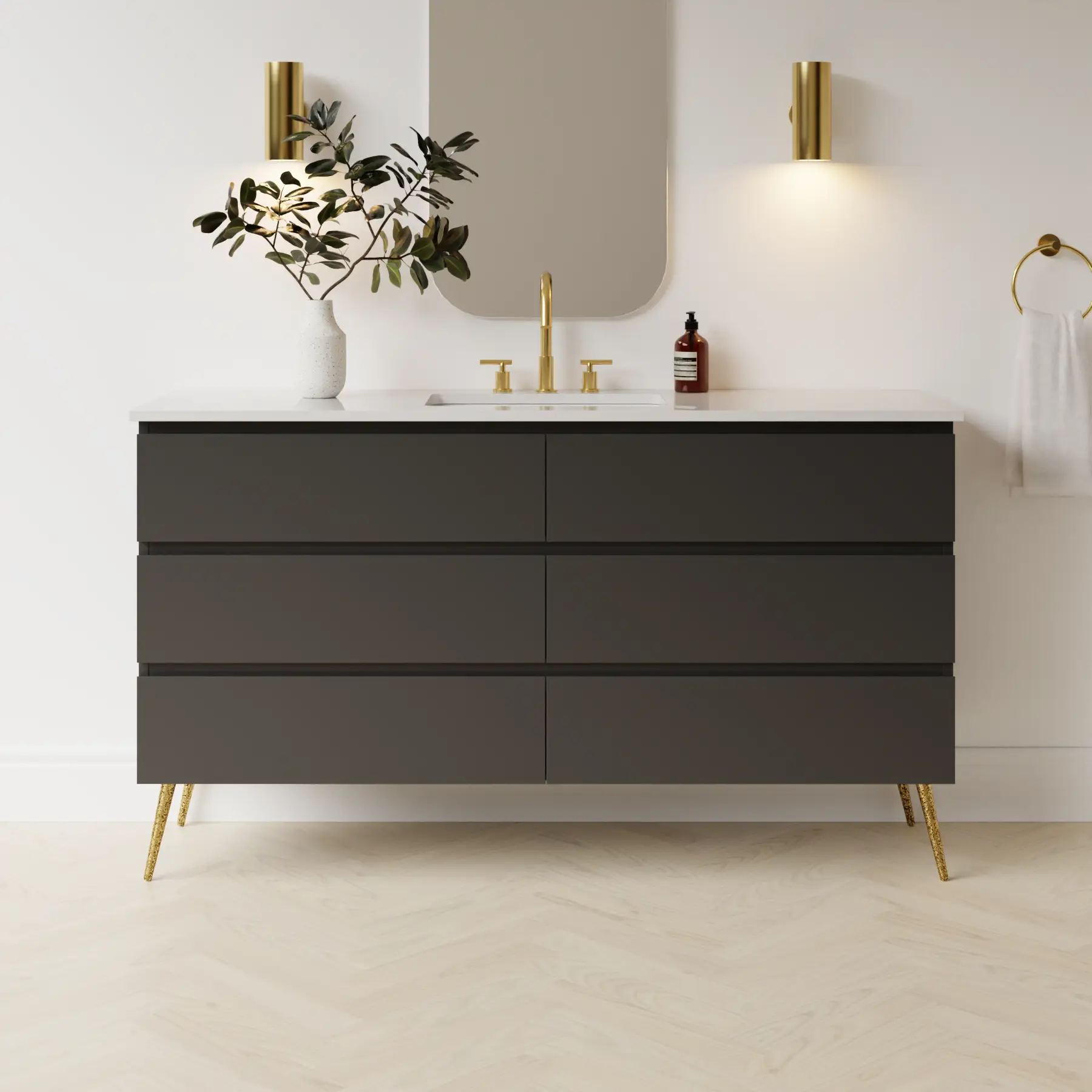 dark grey satin paint vanity