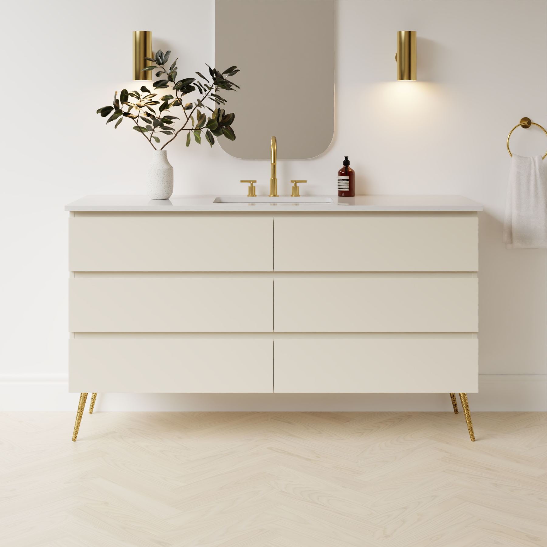 grey beige satin paint vanity