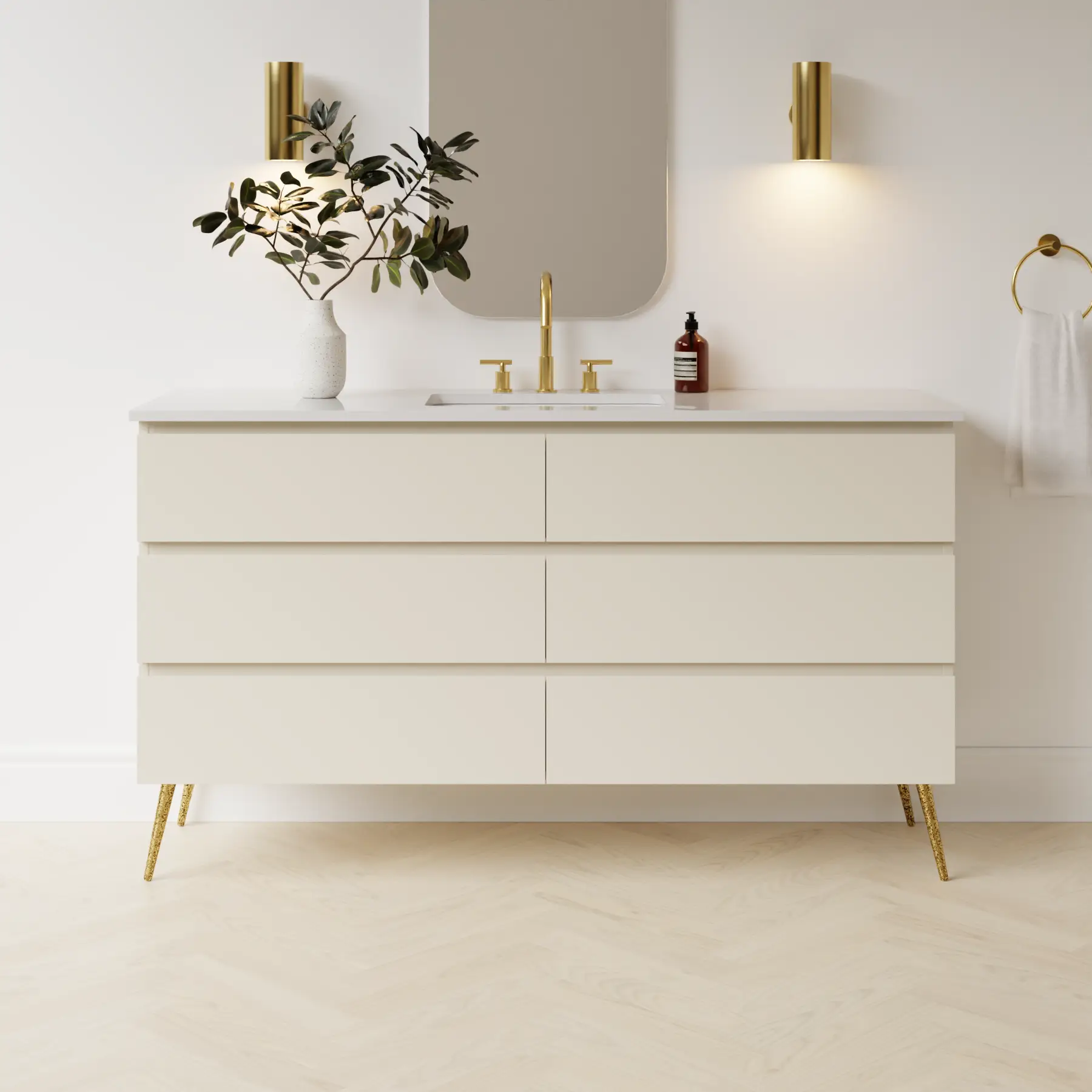 grey beige satin paint vanity
