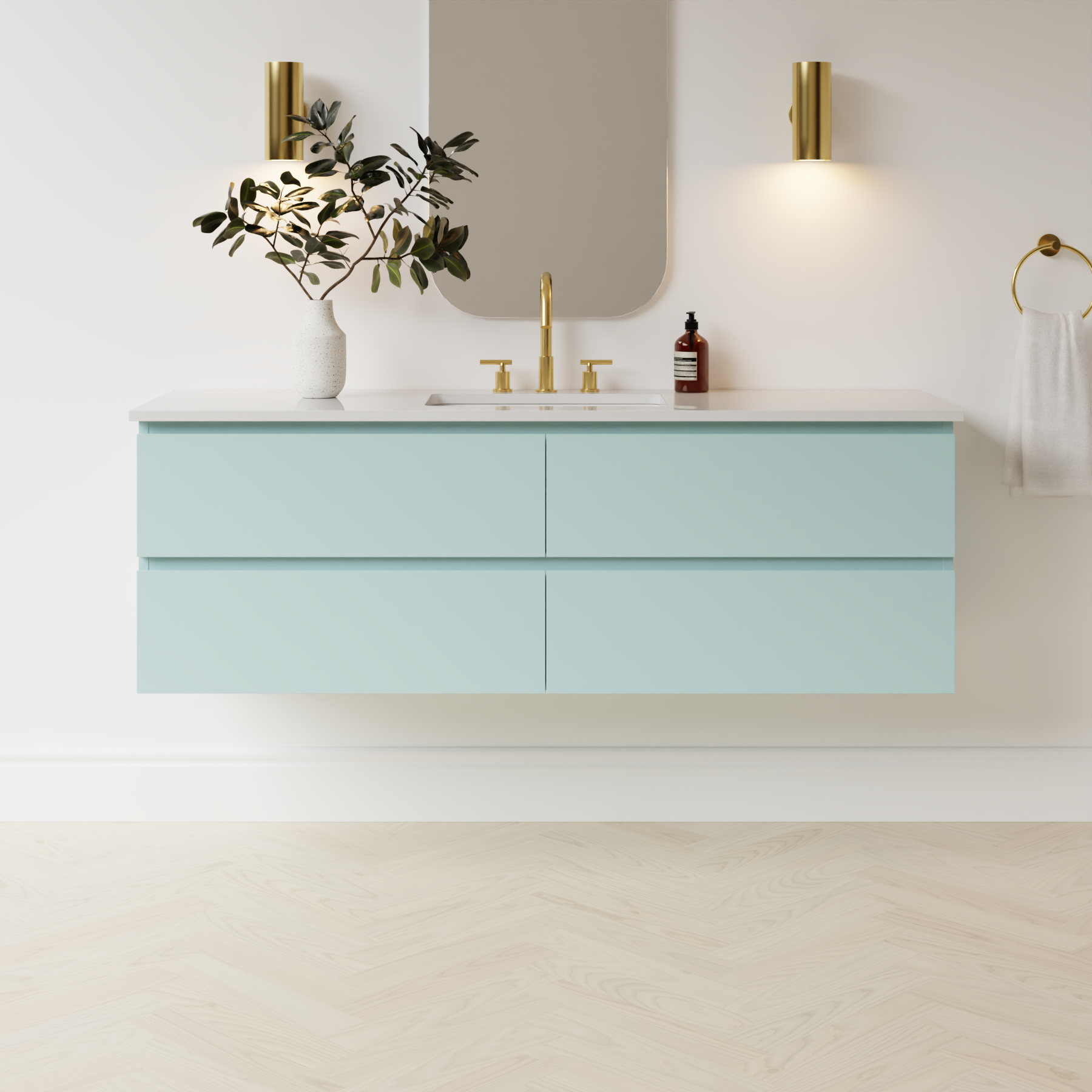 duck egg blue satin paint vanity