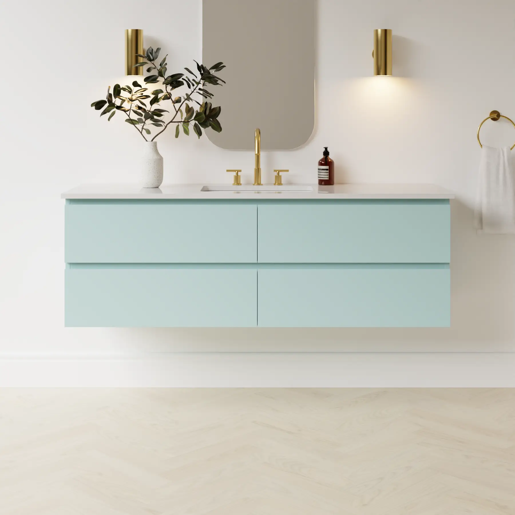 duck egg blue satin paint vanity