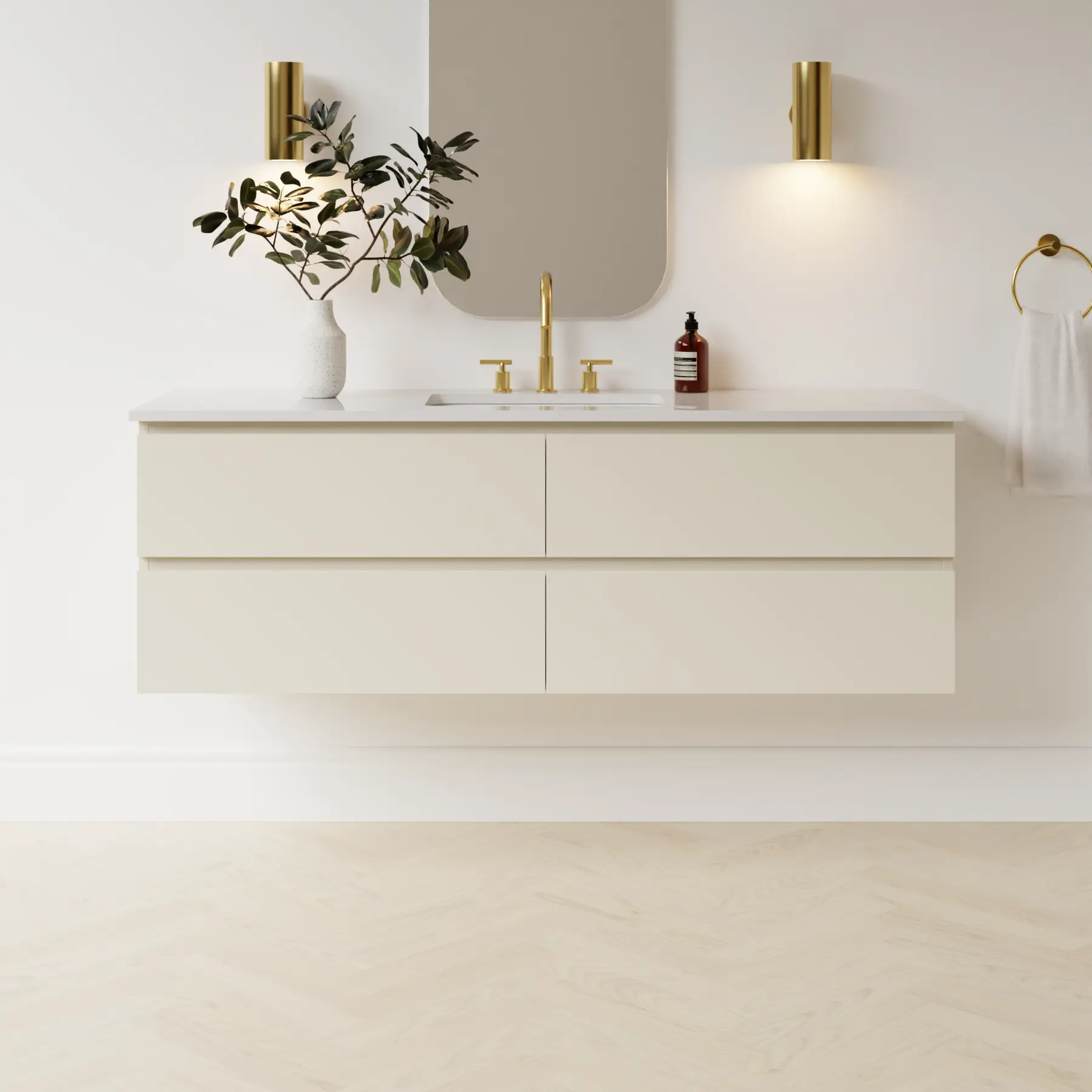 grey beige satin paint vanity