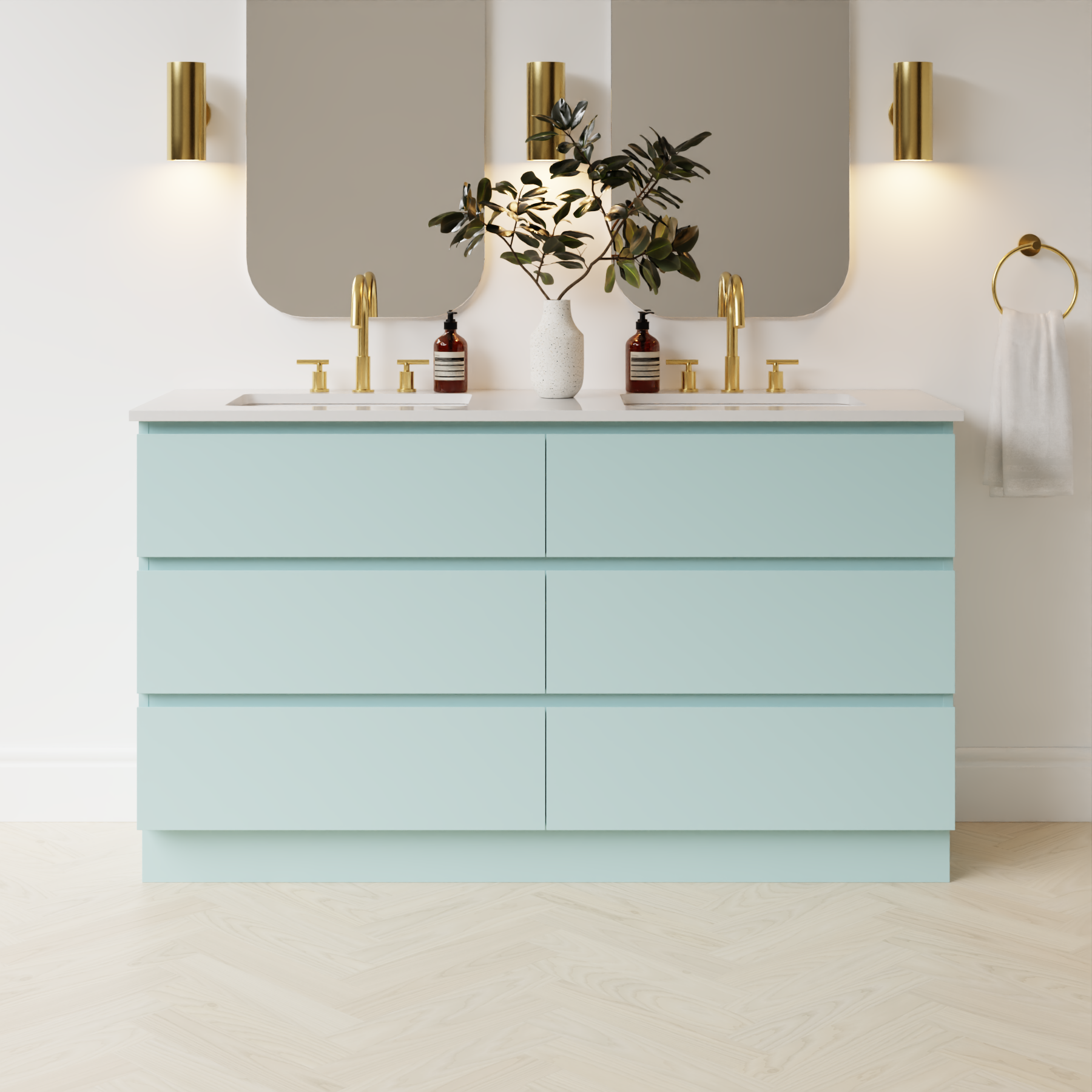 duck egg blue satin paint vanity