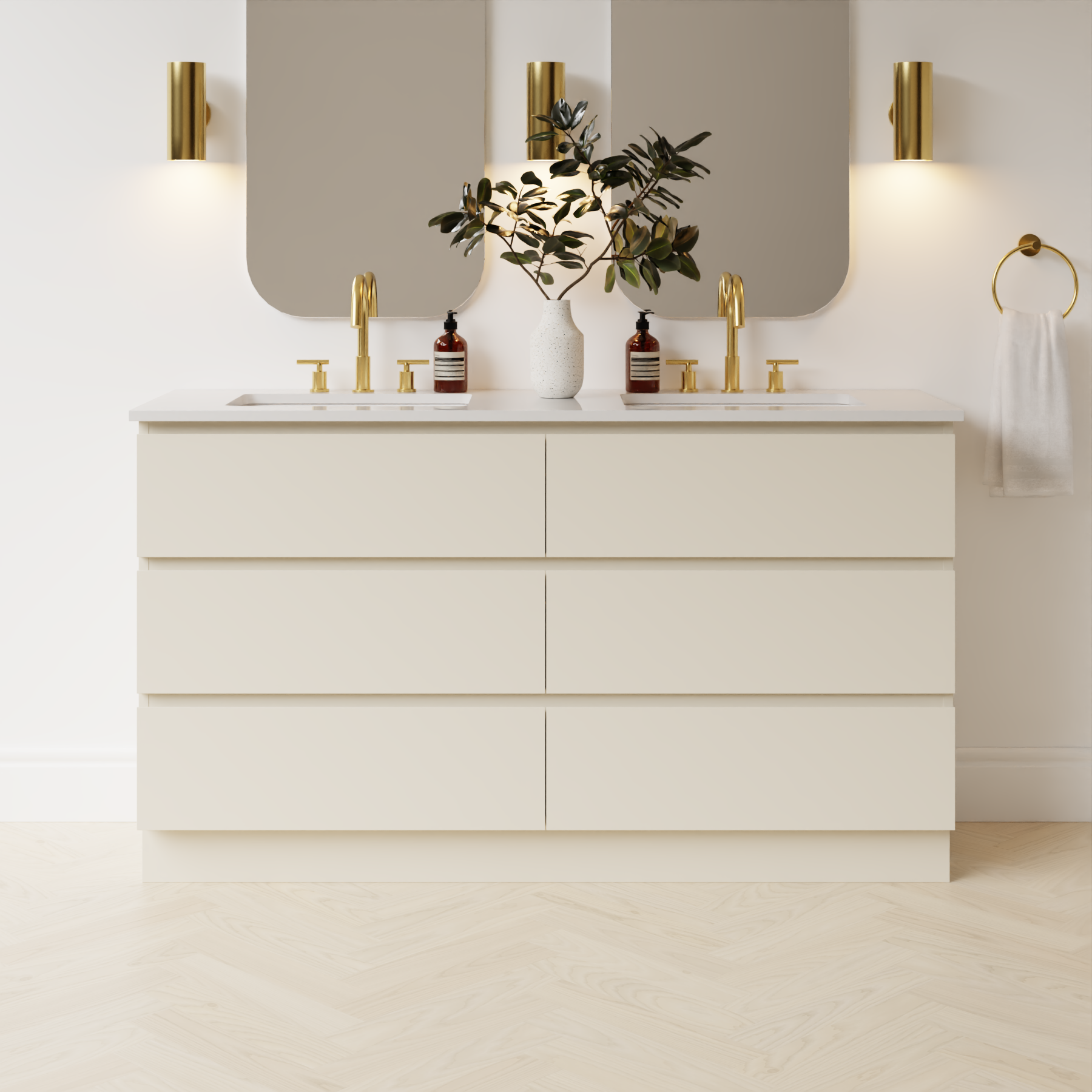 grey beige satin paint vanity