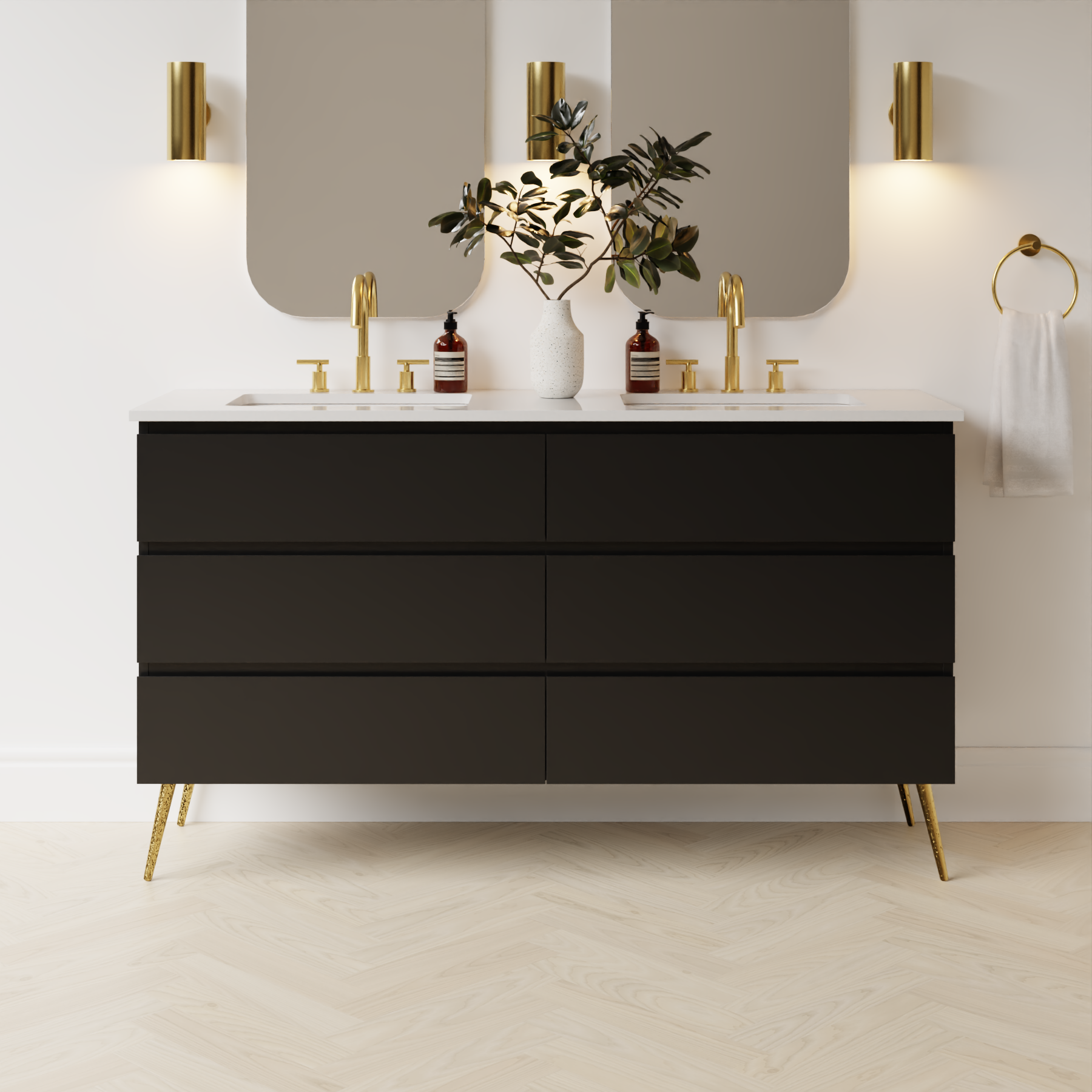 black satin paint vanity