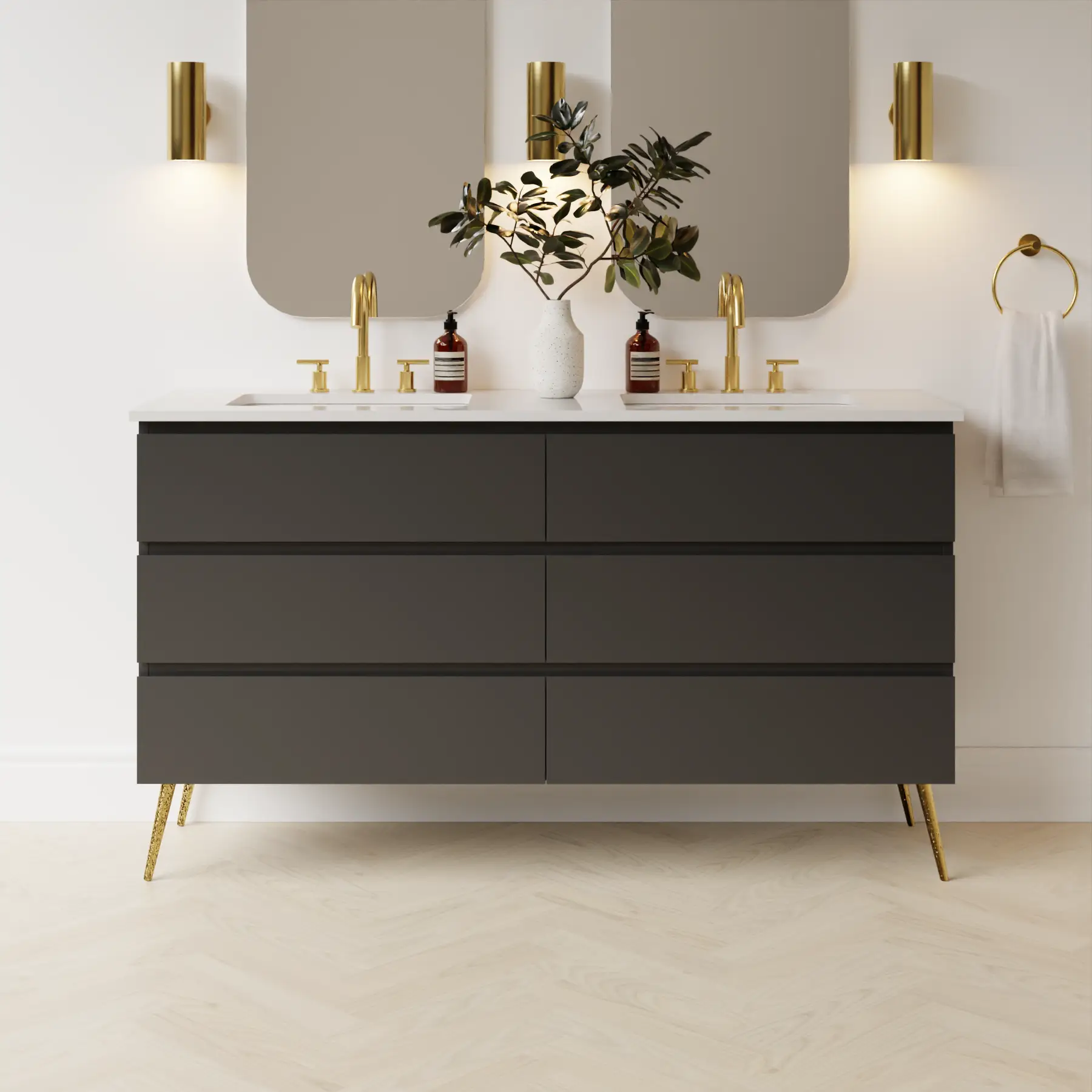 dark grey satin paint vanity