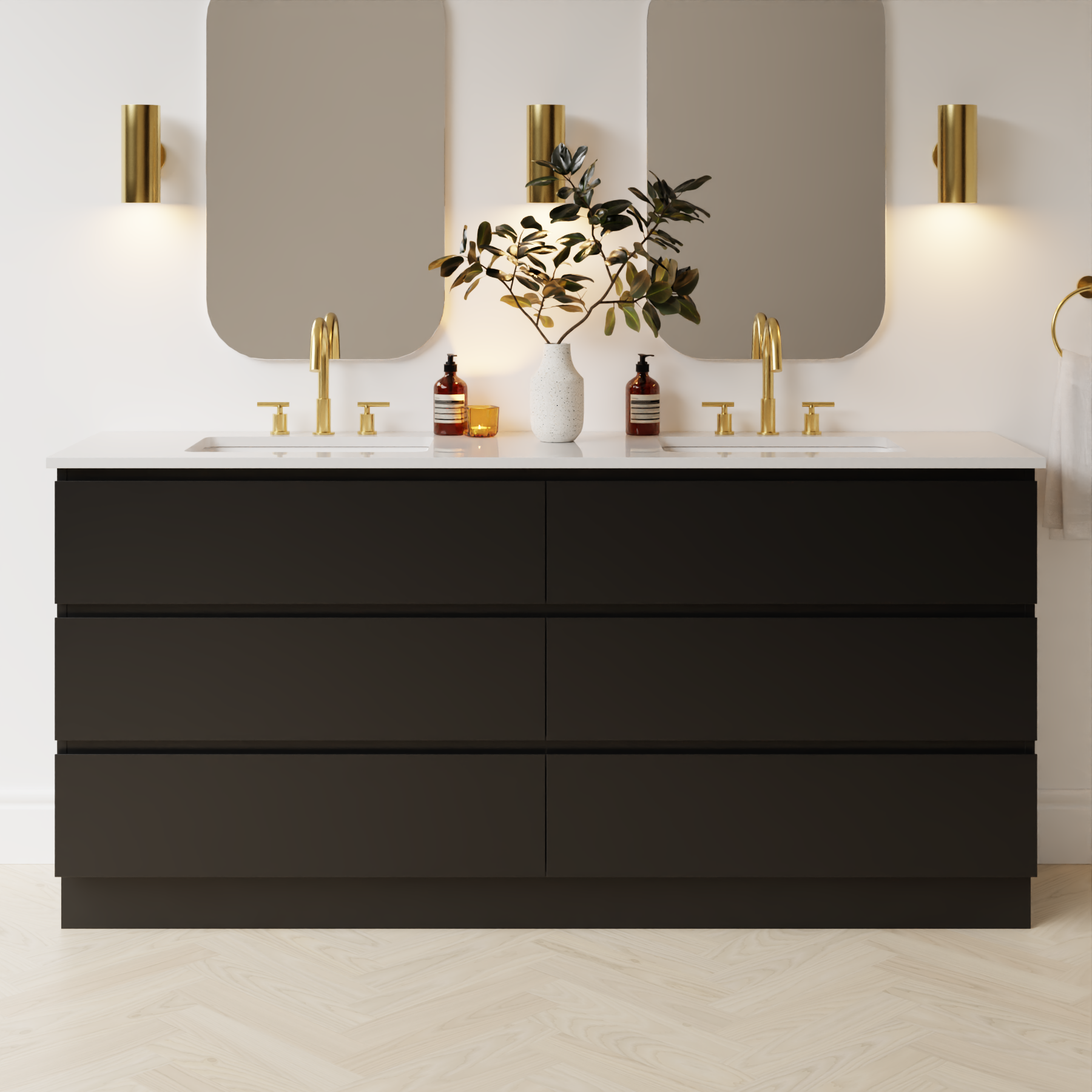 black satin paint vanity