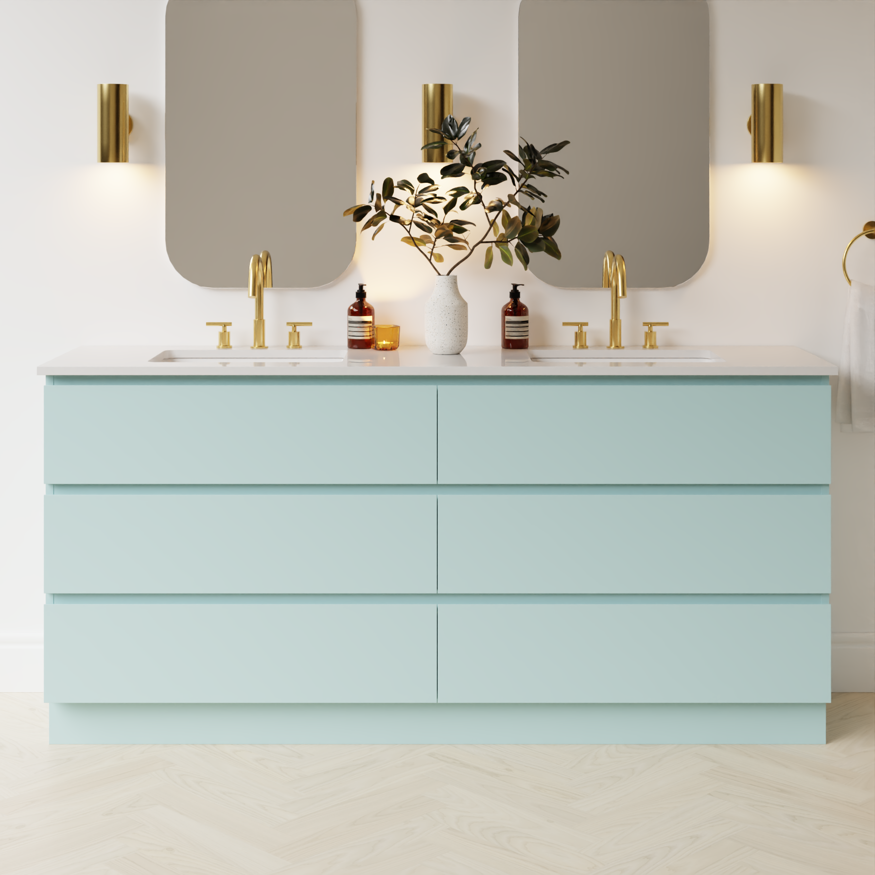 duck egg blue satin paint vanity