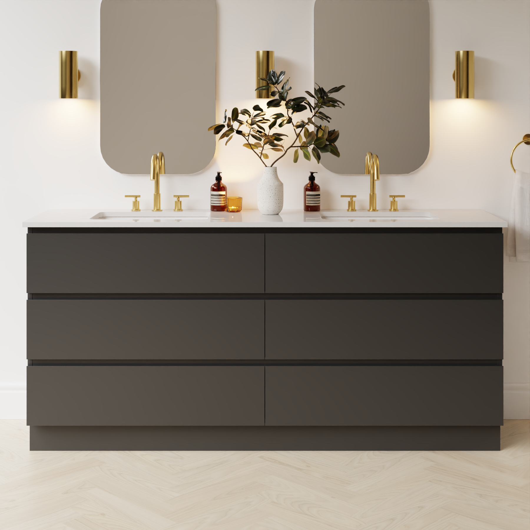 dark grey satin paint vanity