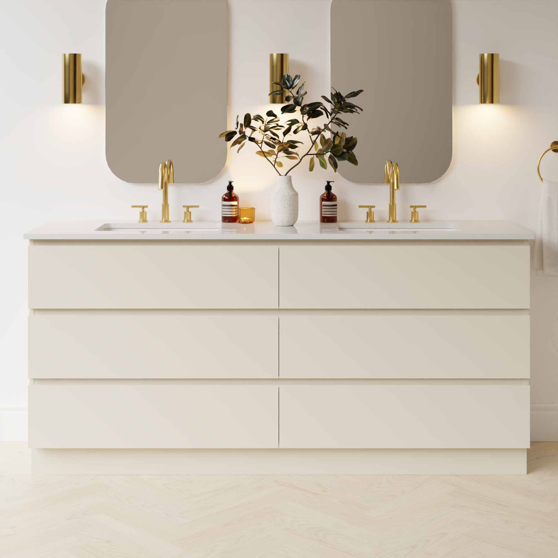 grey beige satin paint vanity