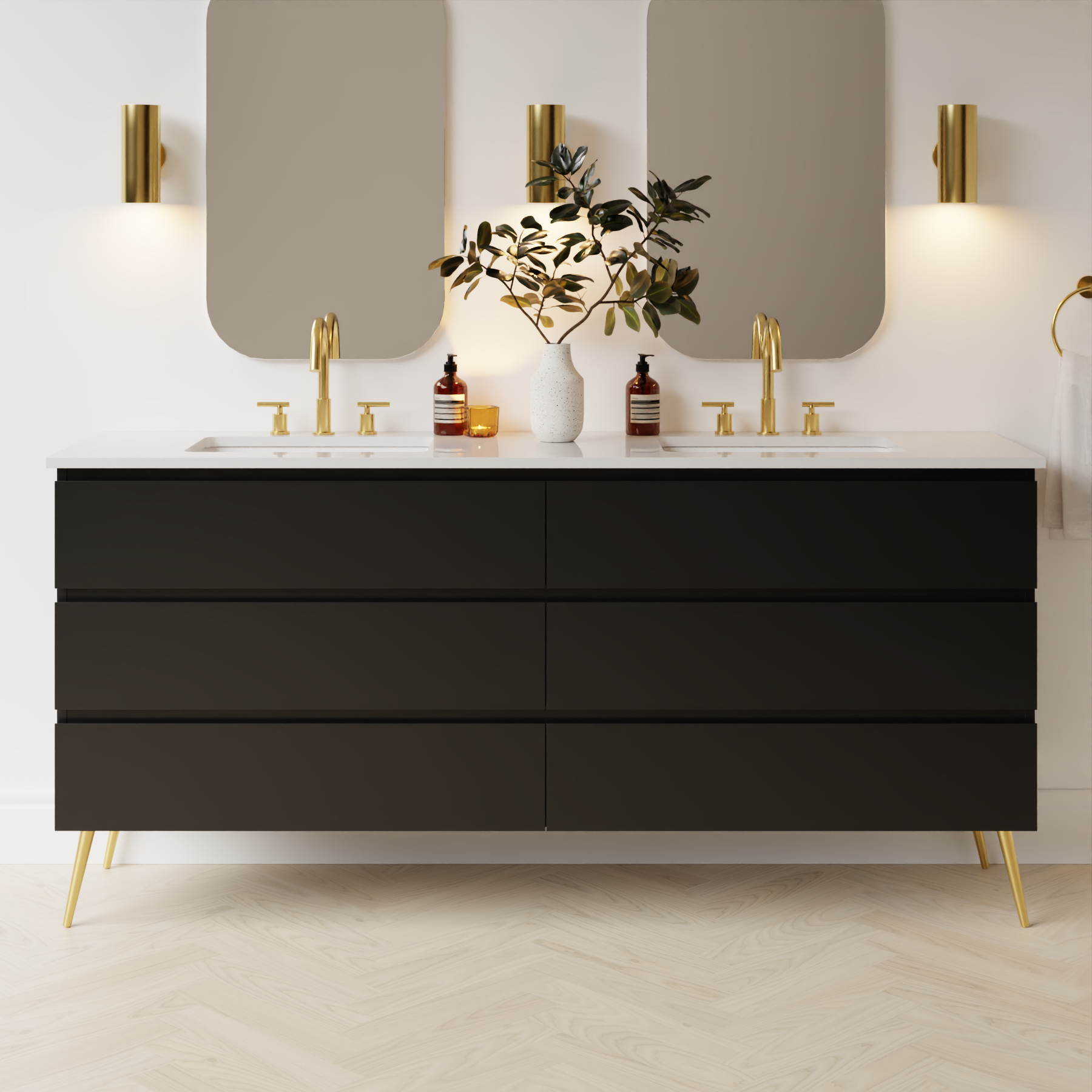 black satin paint vanity