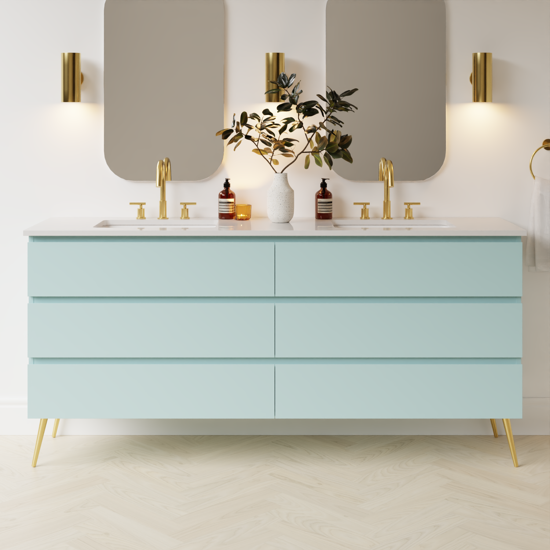 duck egg blue satin paint vanity