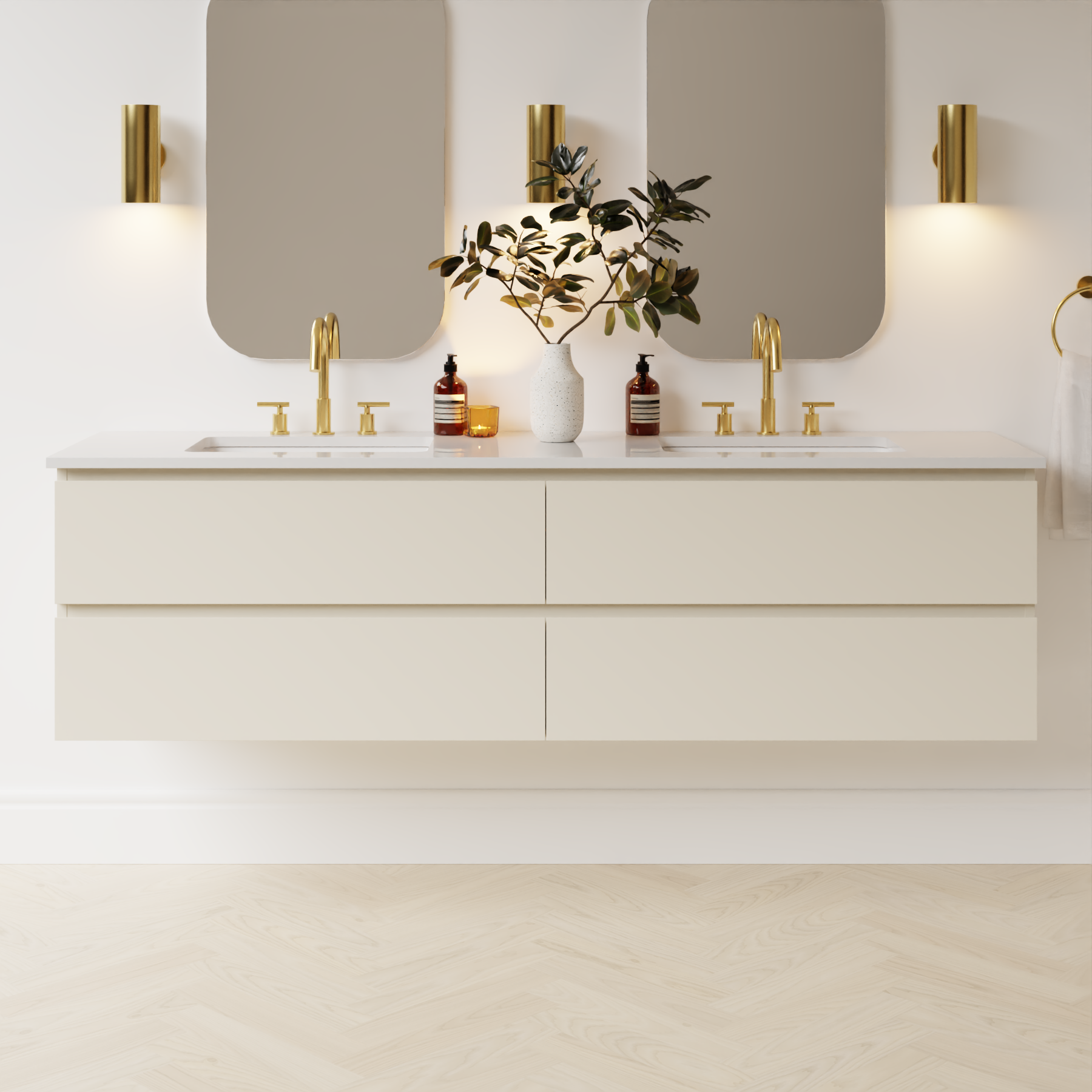 grey beige satin paint vanity