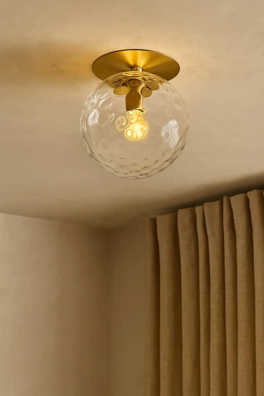 aged brass/clear flush mount