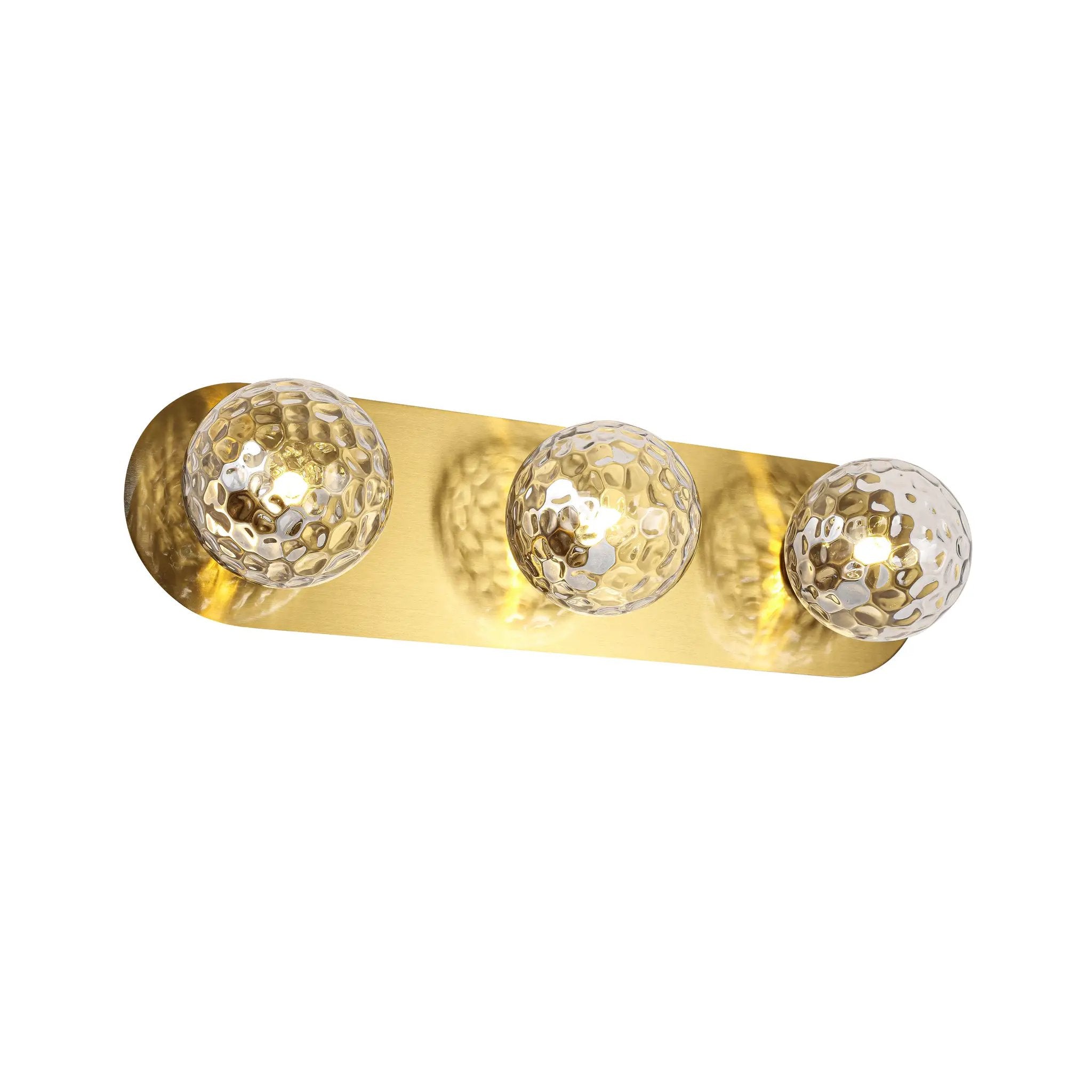 aged brass with clear hammered glass wall mount