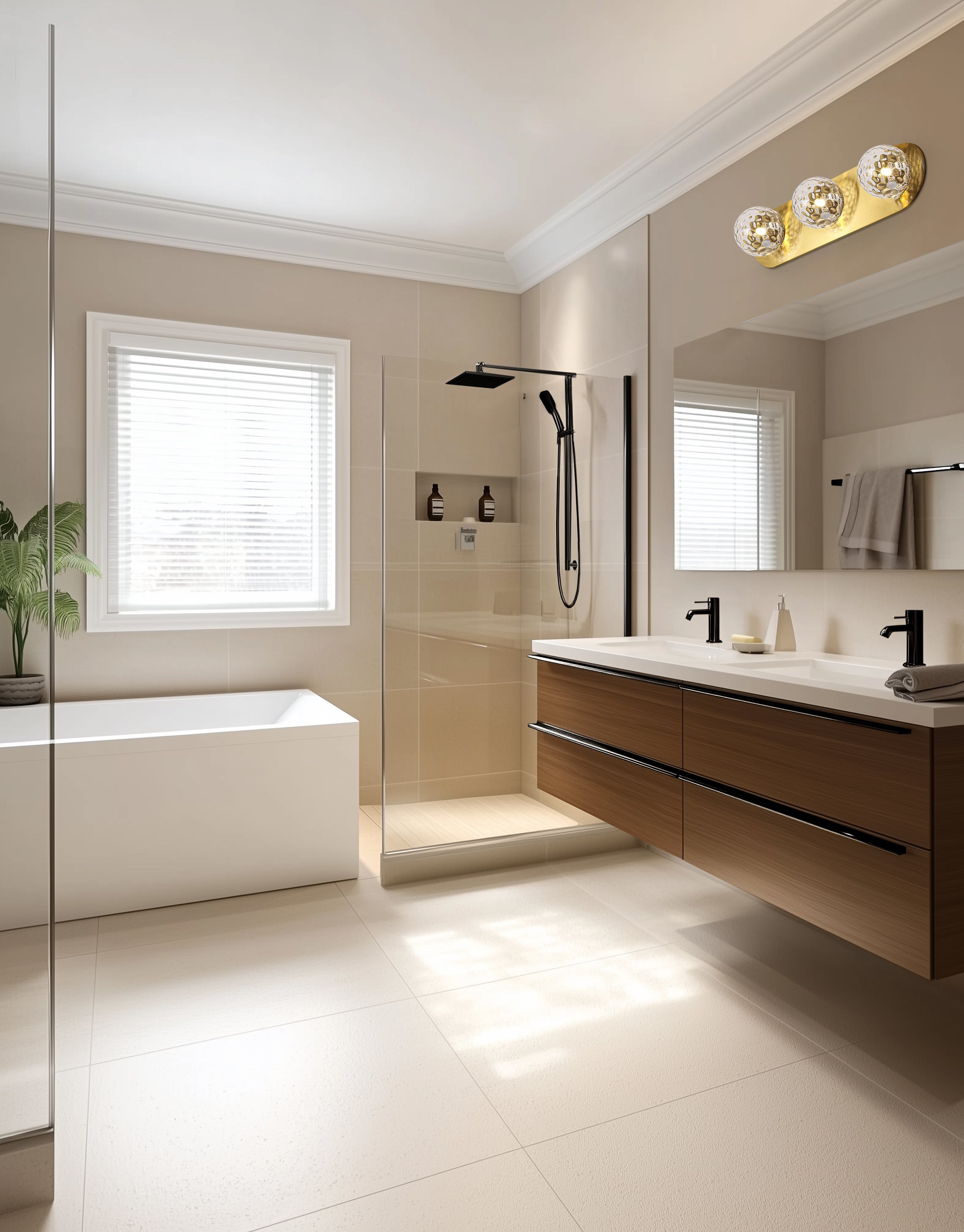 aged brass with clear hammered glass wall mount