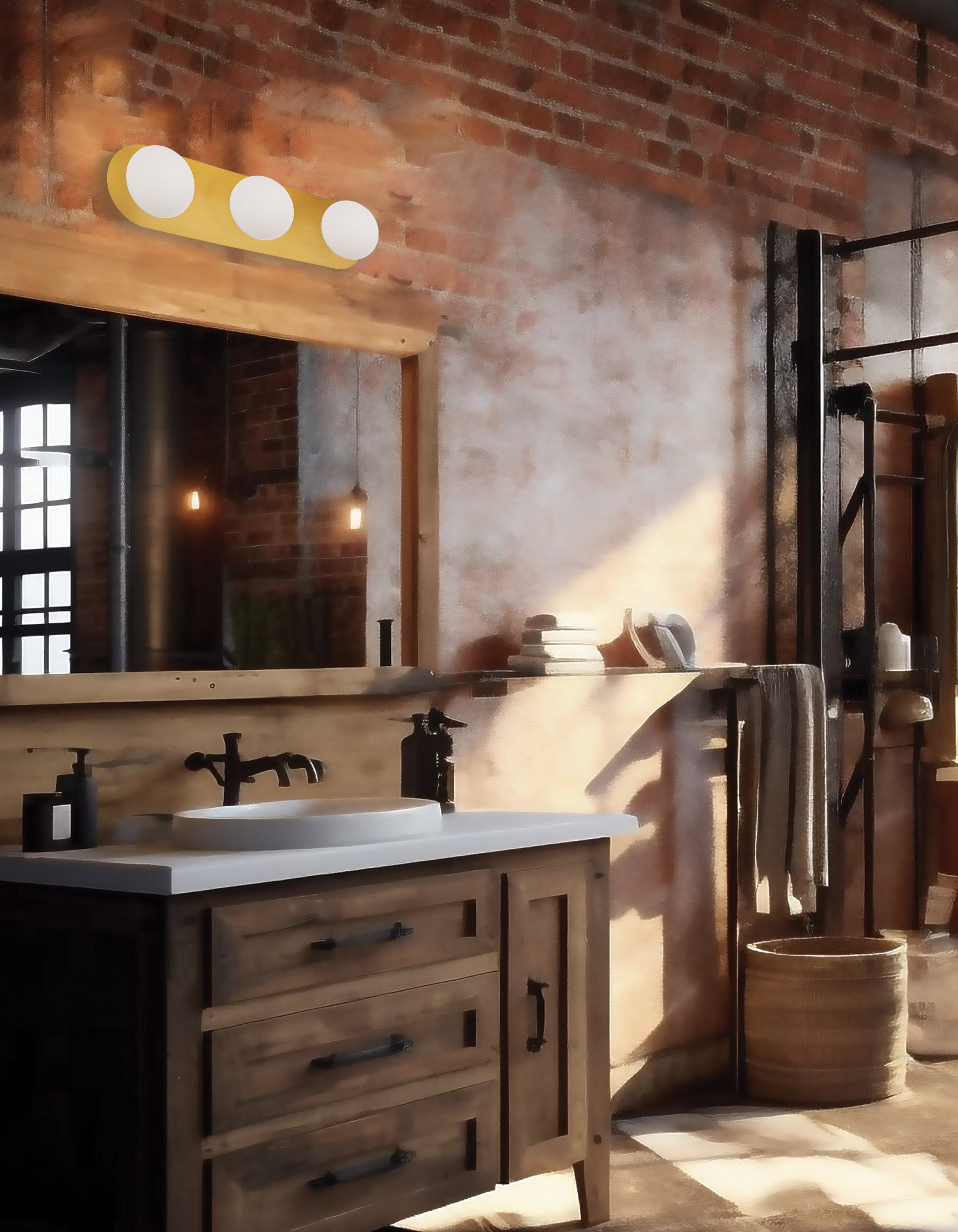 aged brass with white opal glass wall mount