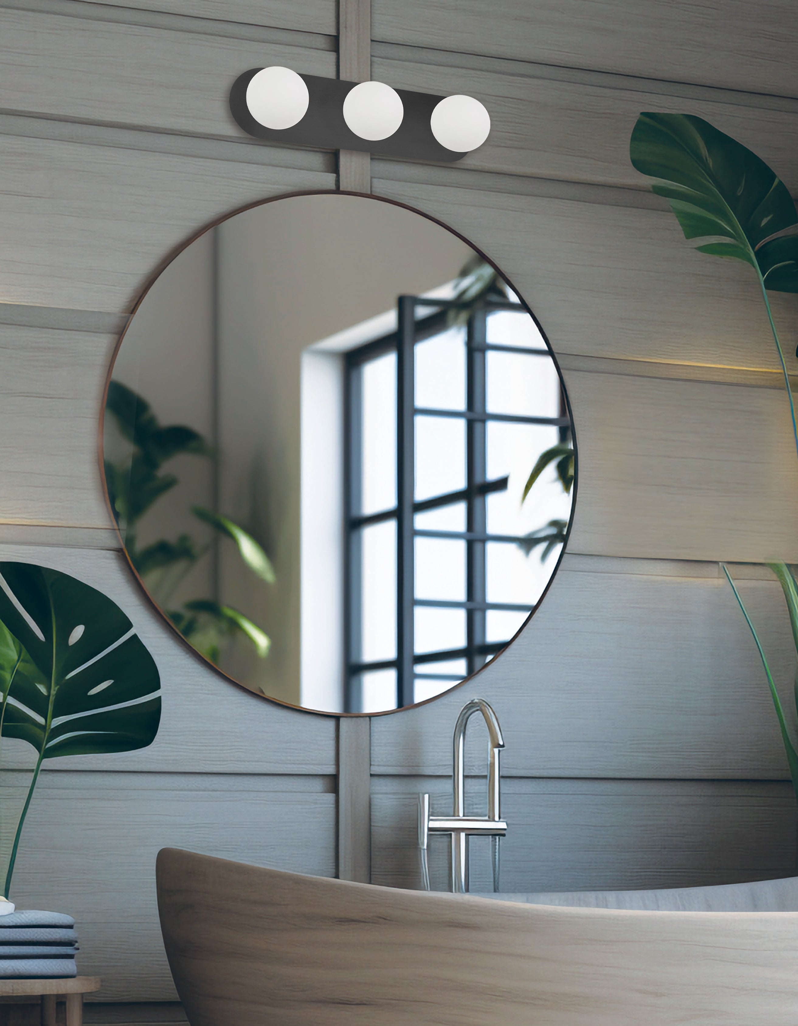 matte black with white opal glass wall mount